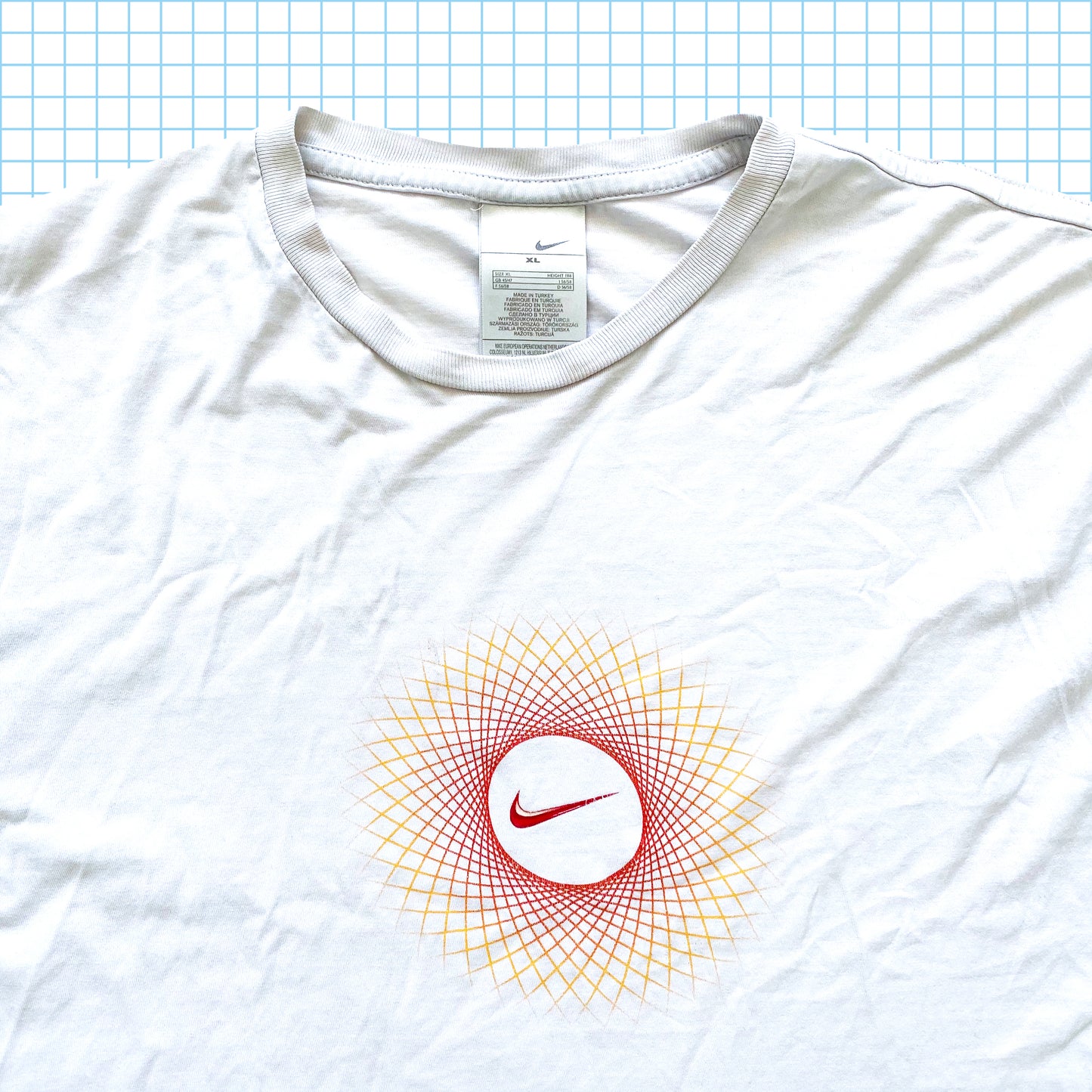T-shirt abstrait vintage Nike Center Logo Sunset - Extra Large