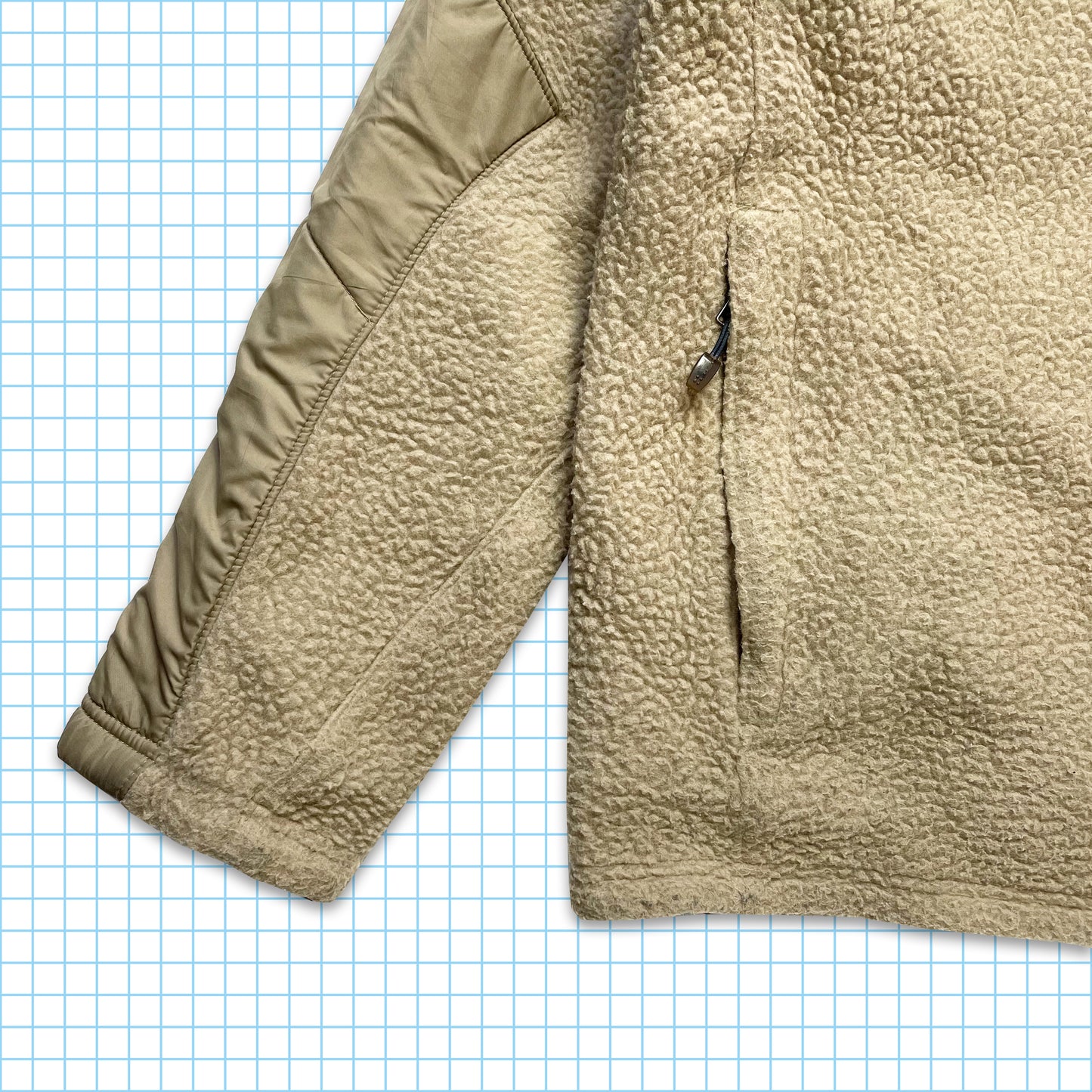 Nike ACG Oatmeal Deep Pile Fleece/Nylon Reversible Jacket 03' - Large / Extra Large