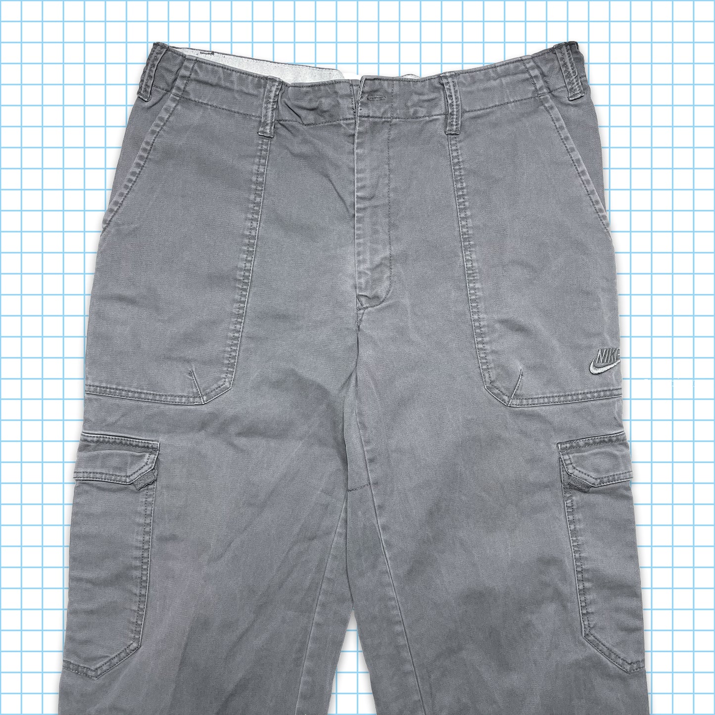 Vintage Nike Grey Washed Cargos - Medium