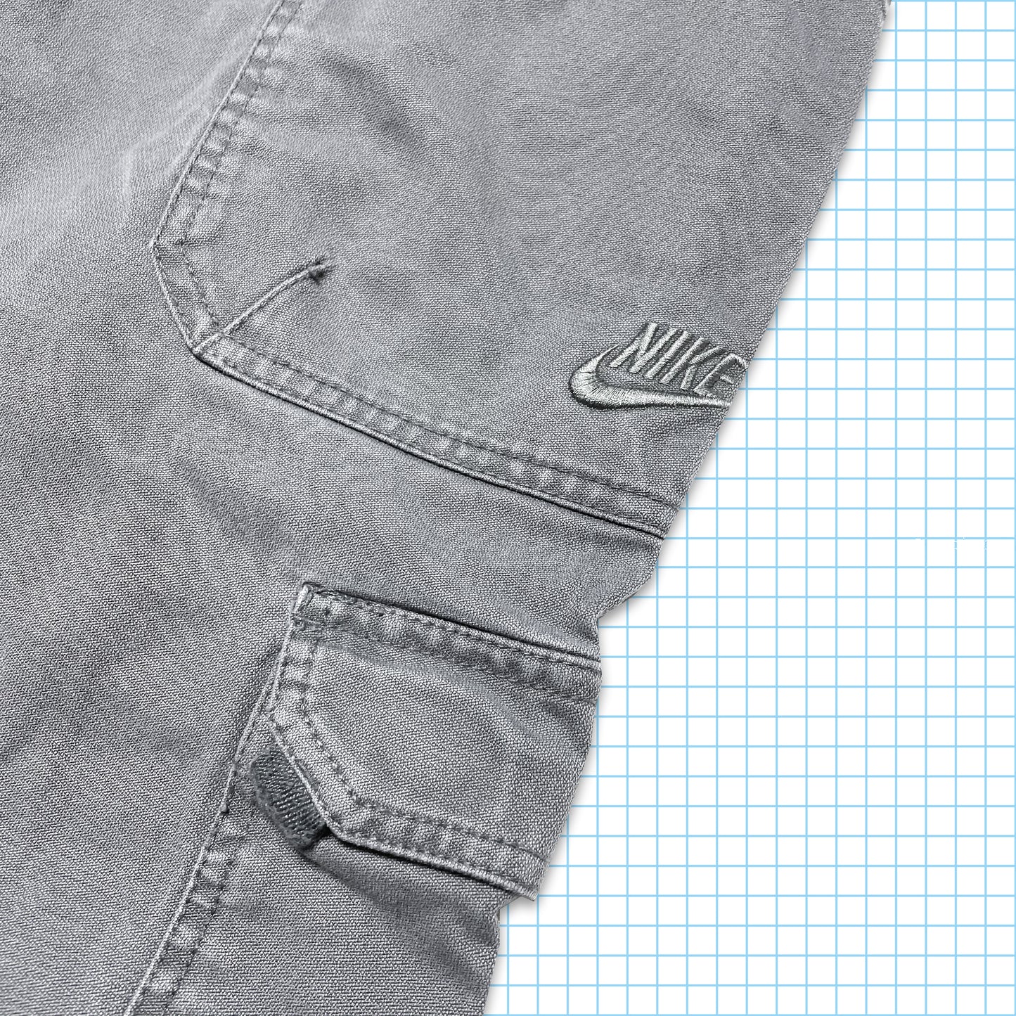 Vintage Nike Grey Washed Cargos - Medium