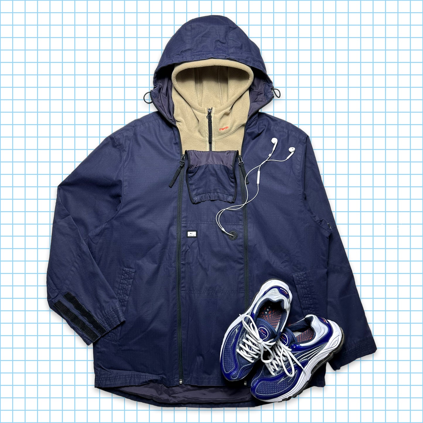Nike Midnight Navy Ripstop MP3 Double Zip Jacket - Extra Large / Extra Extra Large