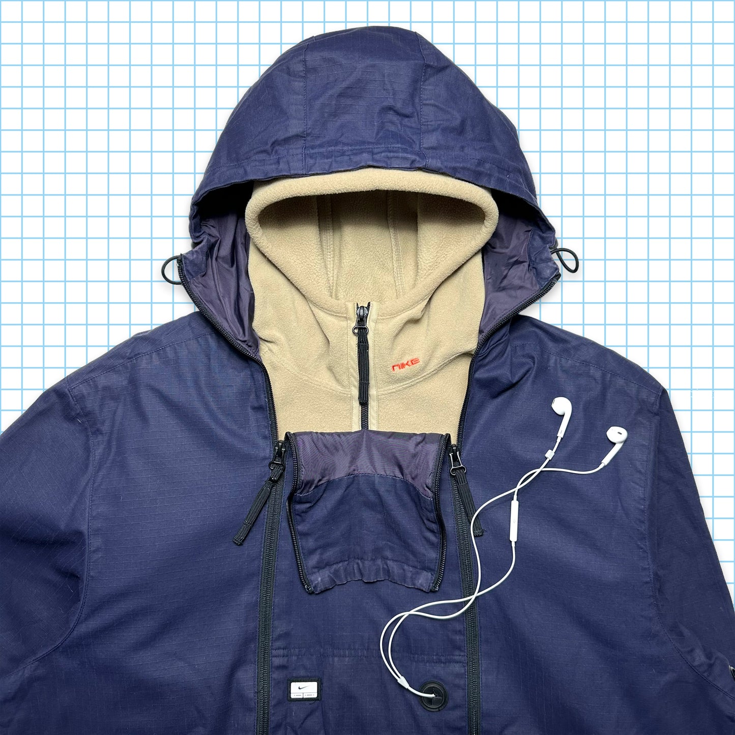 Nike Midnight Navy Ripstop MP3 Double Zip Jacket - Extra Large / Extra Extra Large