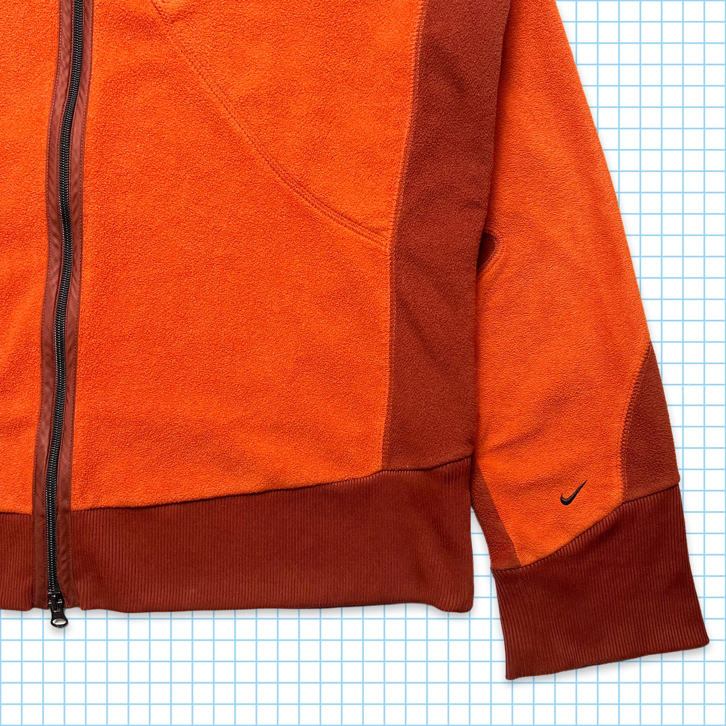 Nike Orange Panelled Fleece Zipped Hoodie - Extra Large / Extra Extra Large