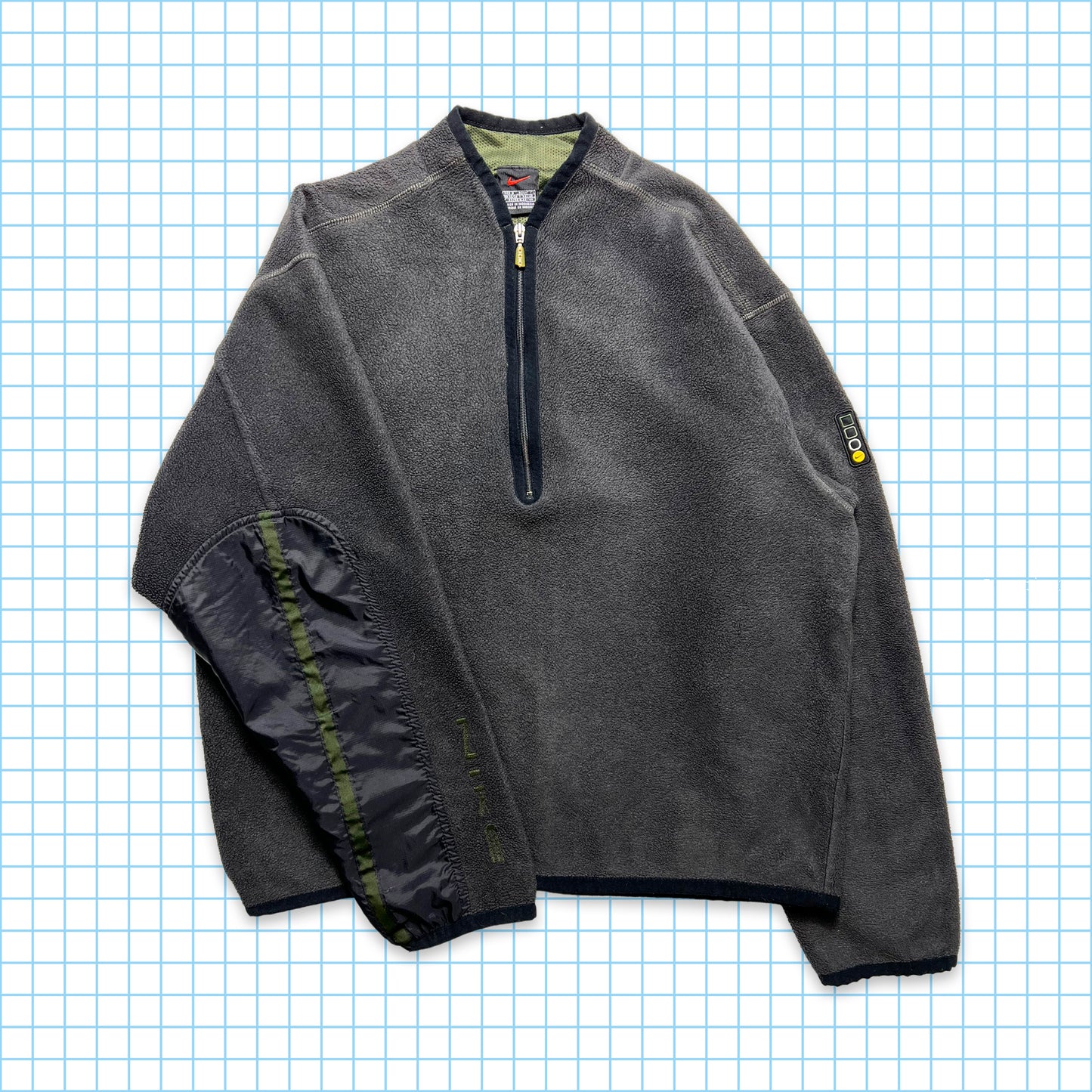Nike Fleece/Nylon Panelled Grey Quarter Zip - Small / Medium