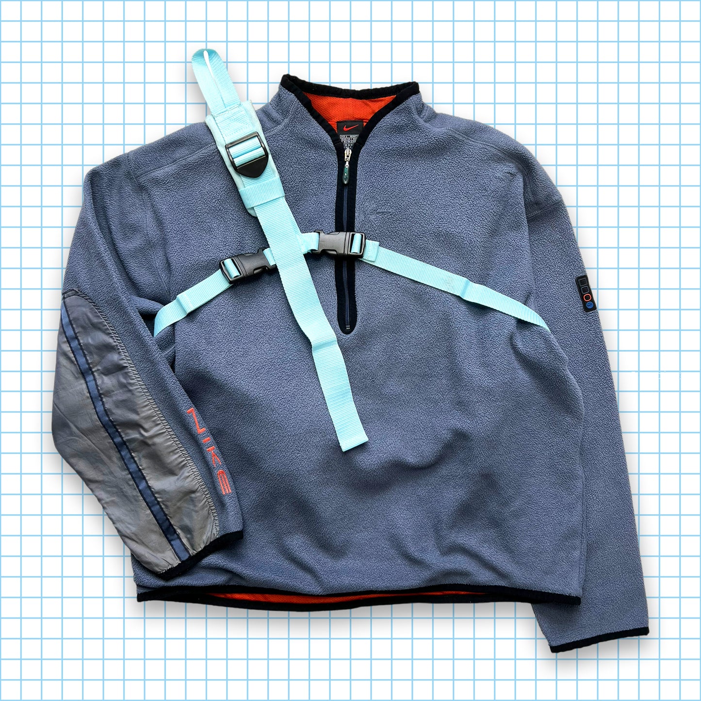 Vintage Nike Grey/Blue Quarter Zip Fleece - Large / Extra Large