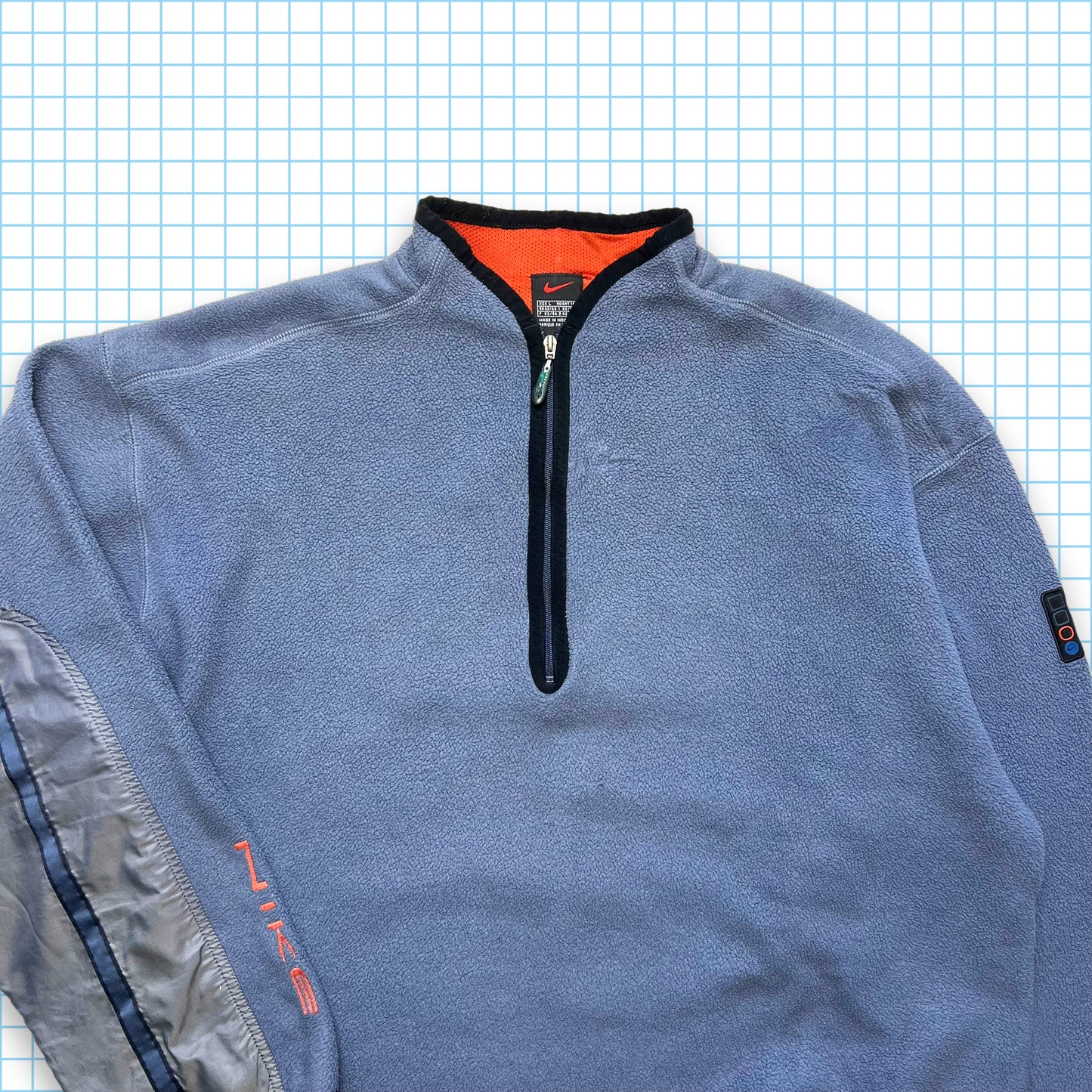 Vintage Nike Grey/Blue Quarter Zip Fleece - Large / Extra Large