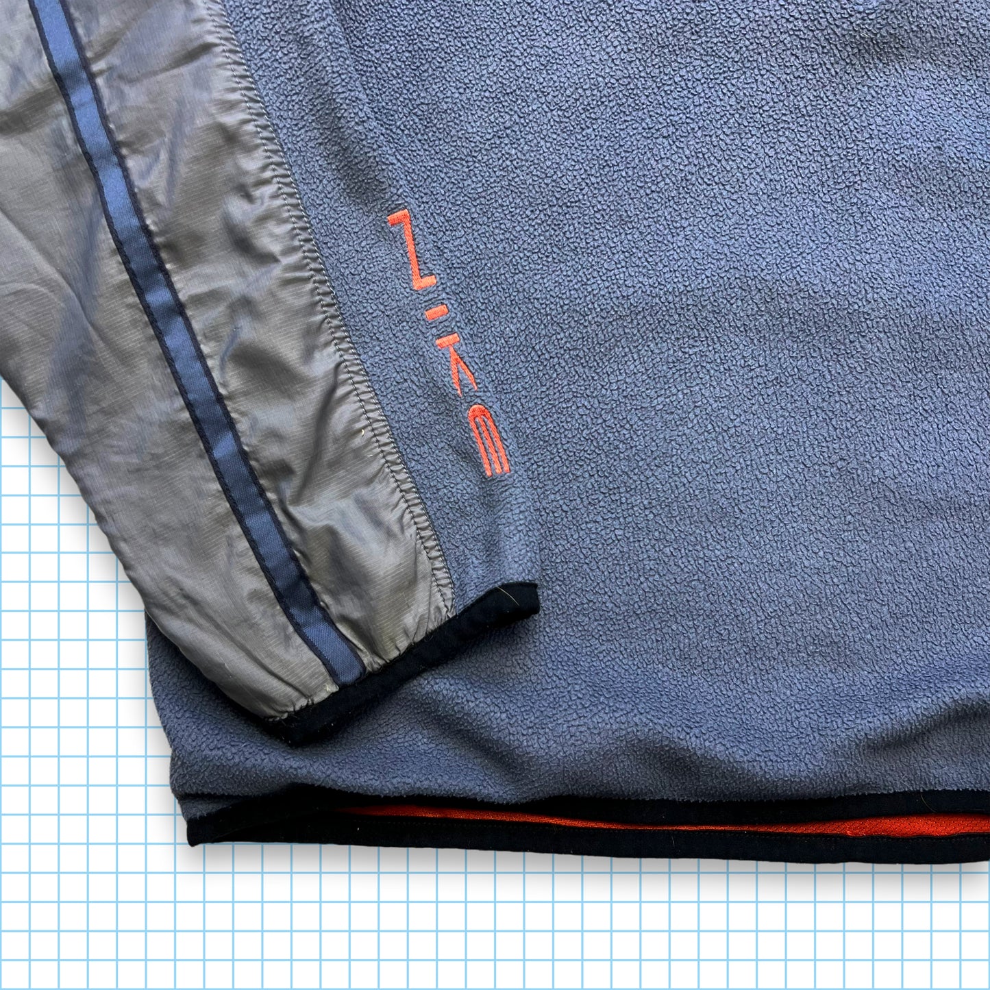 Vintage Nike Grey/Blue Quarter Zip Fleece - Large / Extra Large