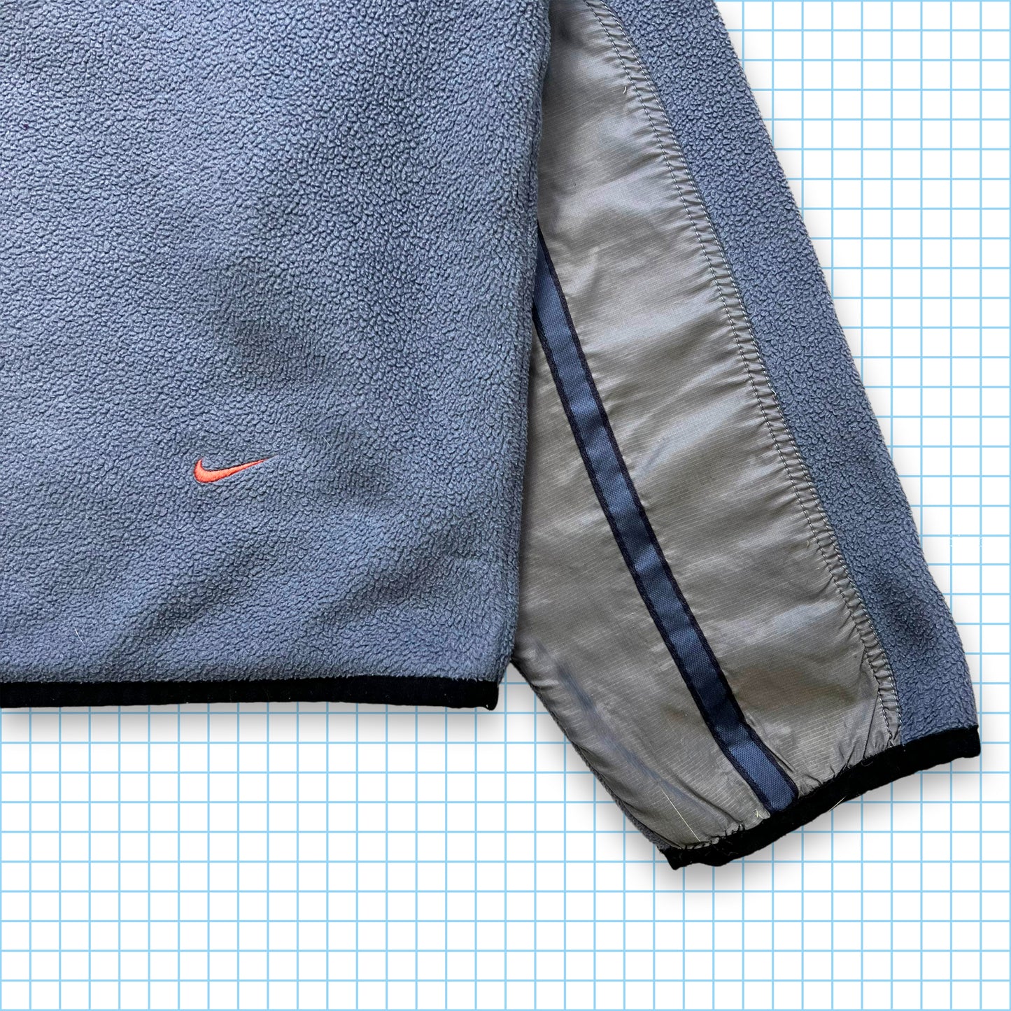 Vintage Nike Grey/Blue Quarter Zip Fleece - Large / Extra Large