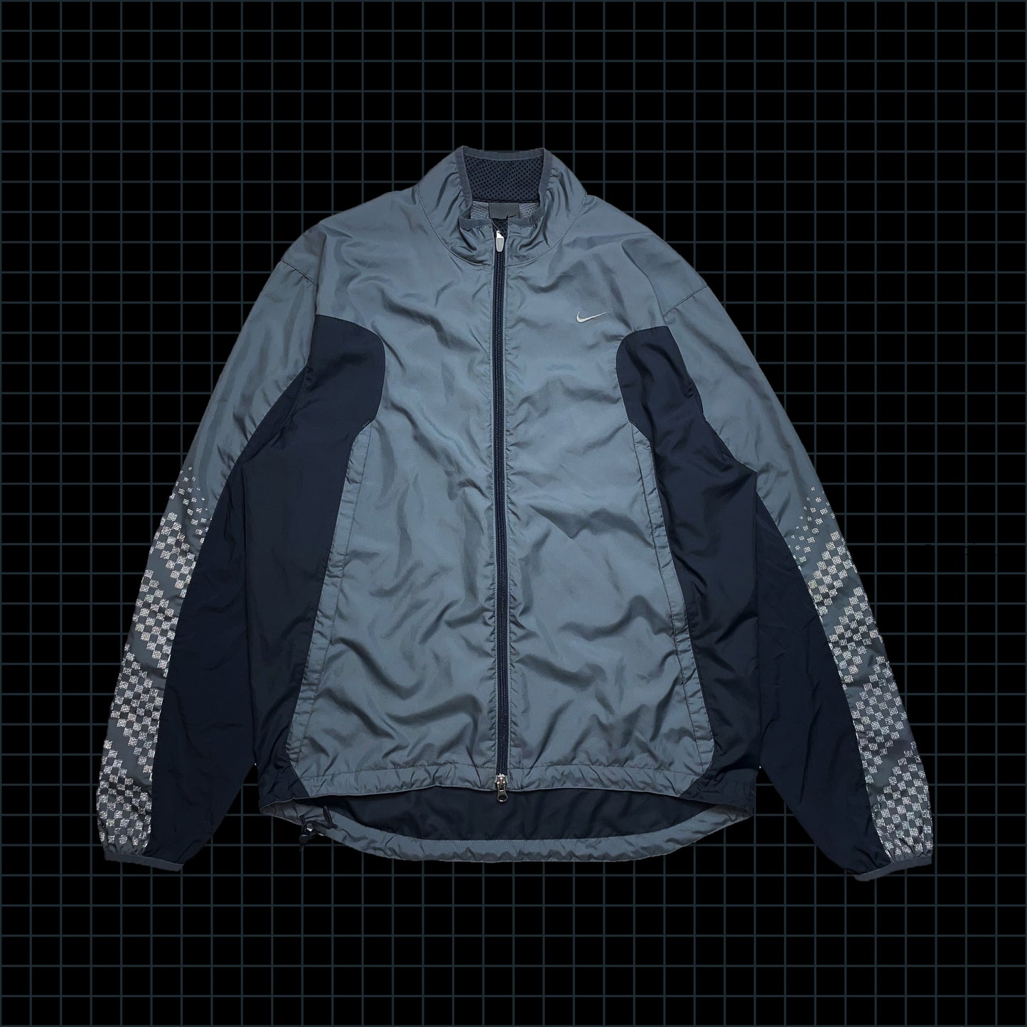Vintage Nike 3M Reflective Checkered Track Jacket - Medium