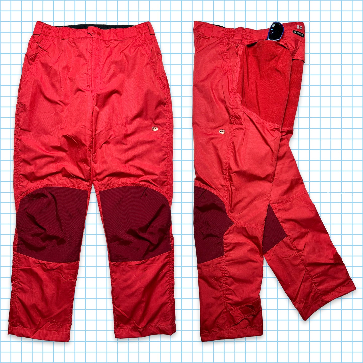 Nike SPRTSDLX Pantalon de survêtement à panneaux rouges - Taille 32-36"