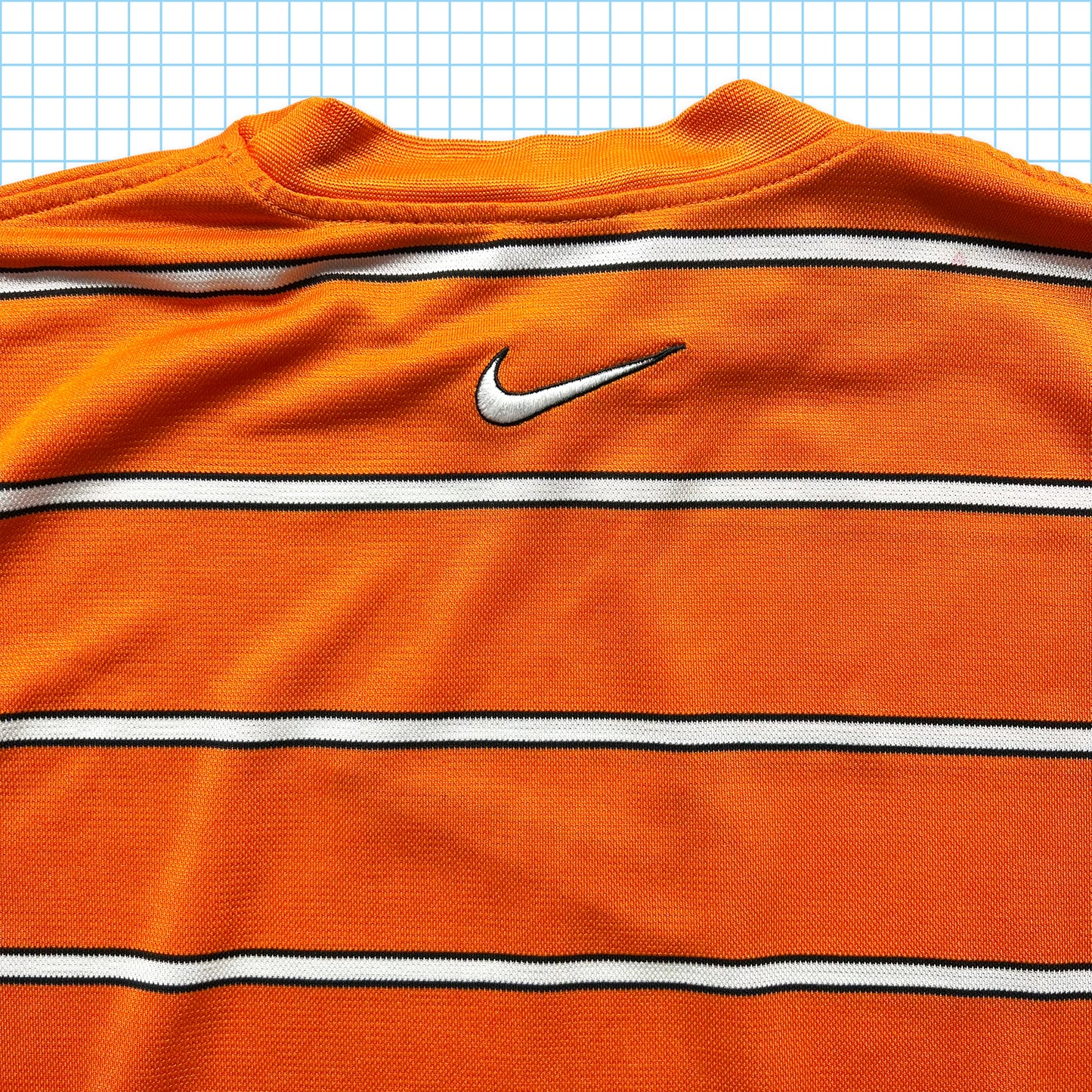 Nike Big Swoosh Striped Orange Tee - Medium / Large