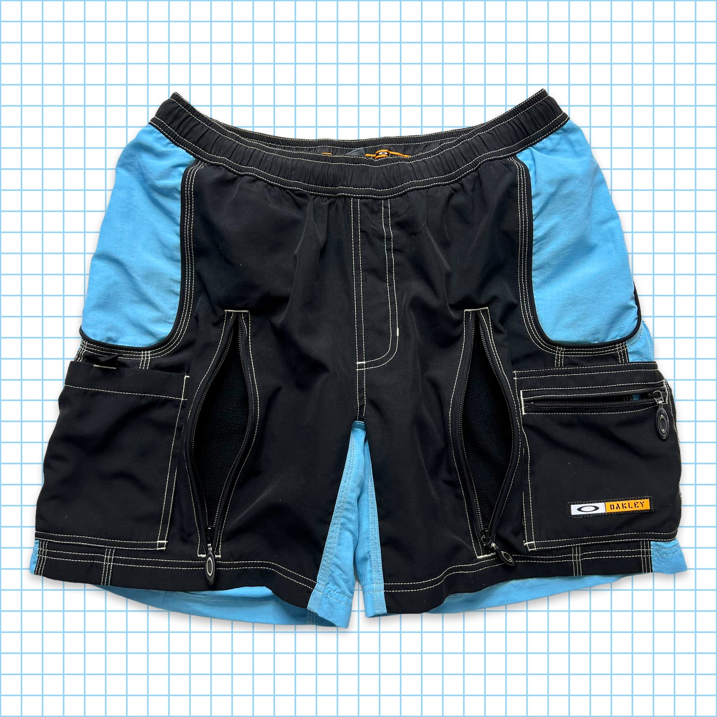 Oakley Black/Sky Blue Ventilated Technical Shorts - 32/34" Waist