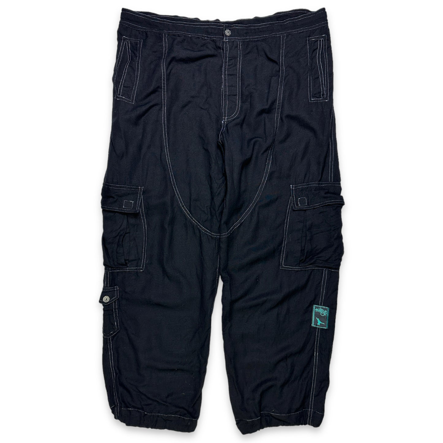 Pantalon cargo Maharishi Jet Black Contrast Stitch du début des années 2000 - Extra Large