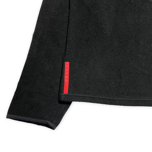 Prada Sport Jet Black Balaclava Half Zip Nylon Panel Fleece - Extra Large