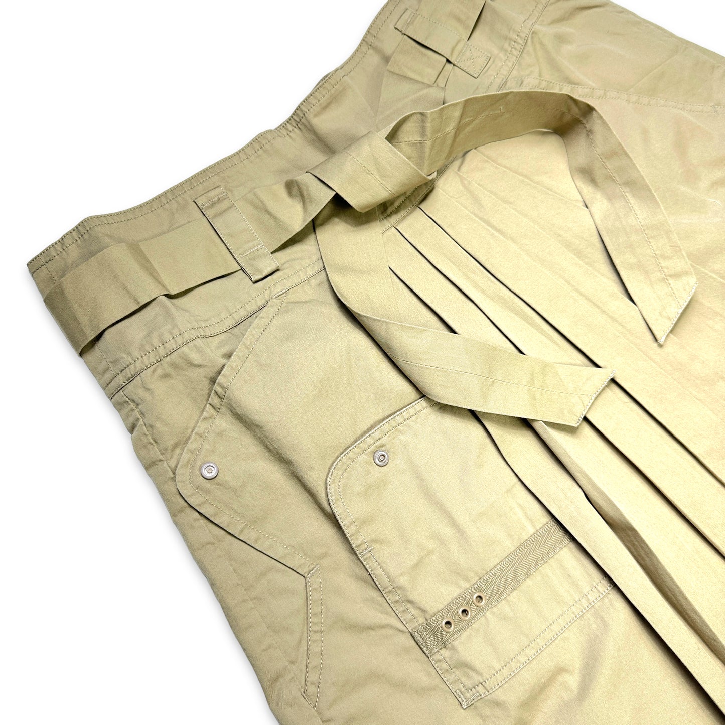 Early 2000's Maharishi Beige Pleated Shooter Skirt - Womens 8-12