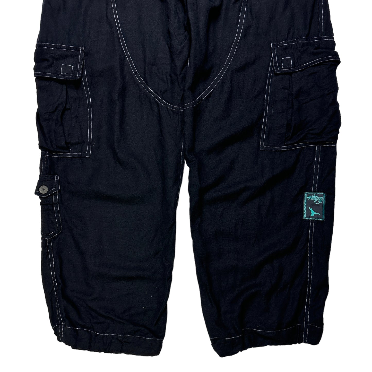 Pantalon cargo Maharishi Jet Black Contrast Stitch du début des années 2000 - Extra Large