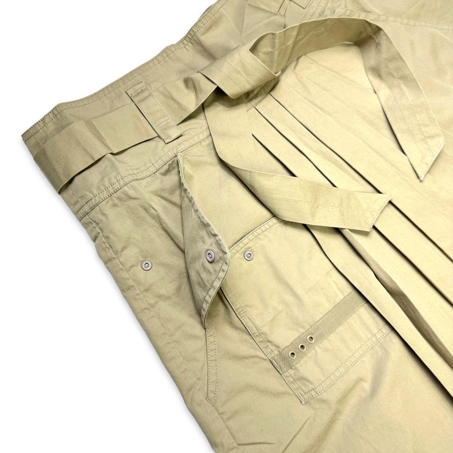 Early 2000's Maharishi Beige Pleated Shooter Skirt - Womens 8-12