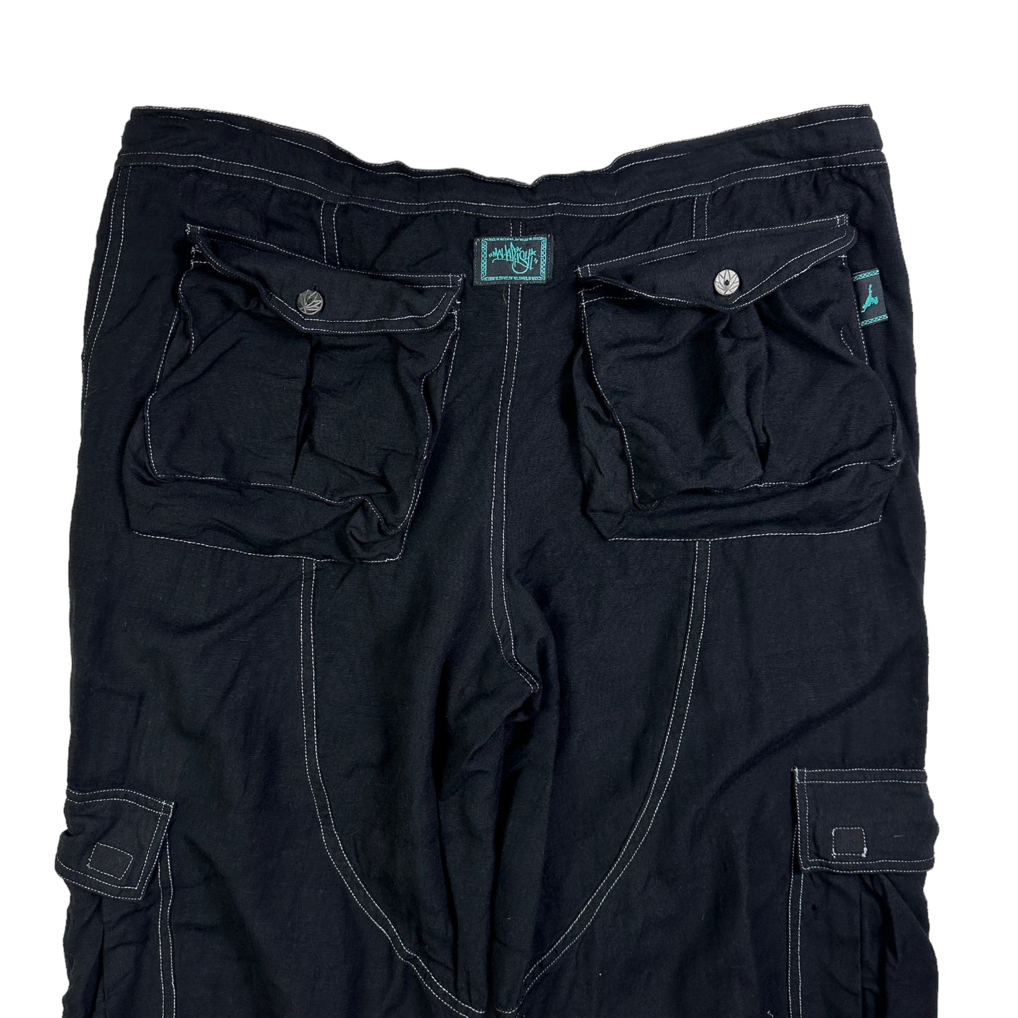 Pantalon cargo Maharishi Jet Black Contrast Stitch du début des années 2000 - Extra Large