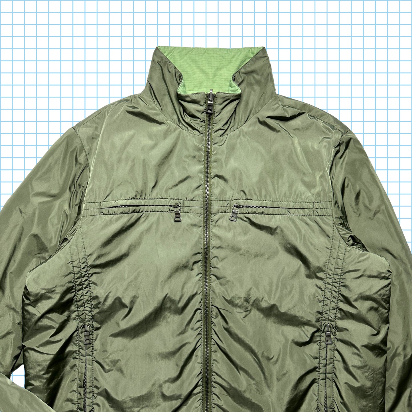 Prada Sport 2in1 Reversible Pistachio/Olive Nylon Jacket - Medium / Large