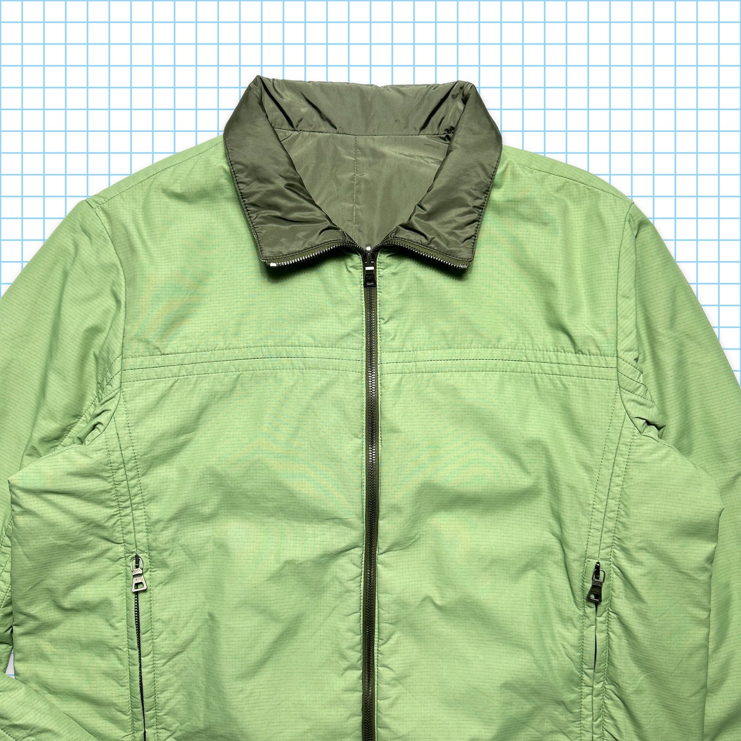 Prada Sport 2in1 Reversible Pistachio/Olive Nylon Jacket - Medium / Large