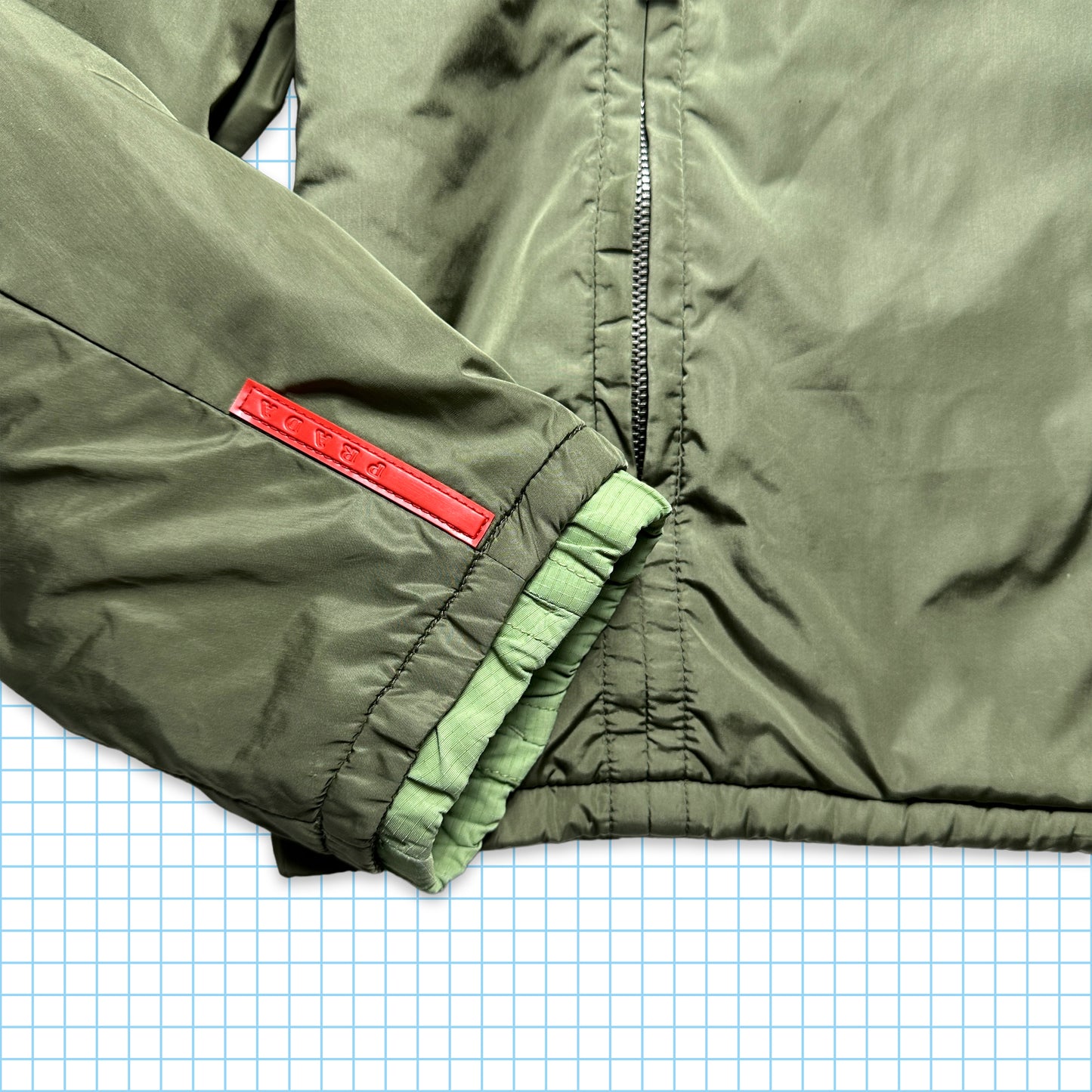 Prada Sport 2in1 Reversible Pistachio/Olive Nylon Jacket - Medium / Large