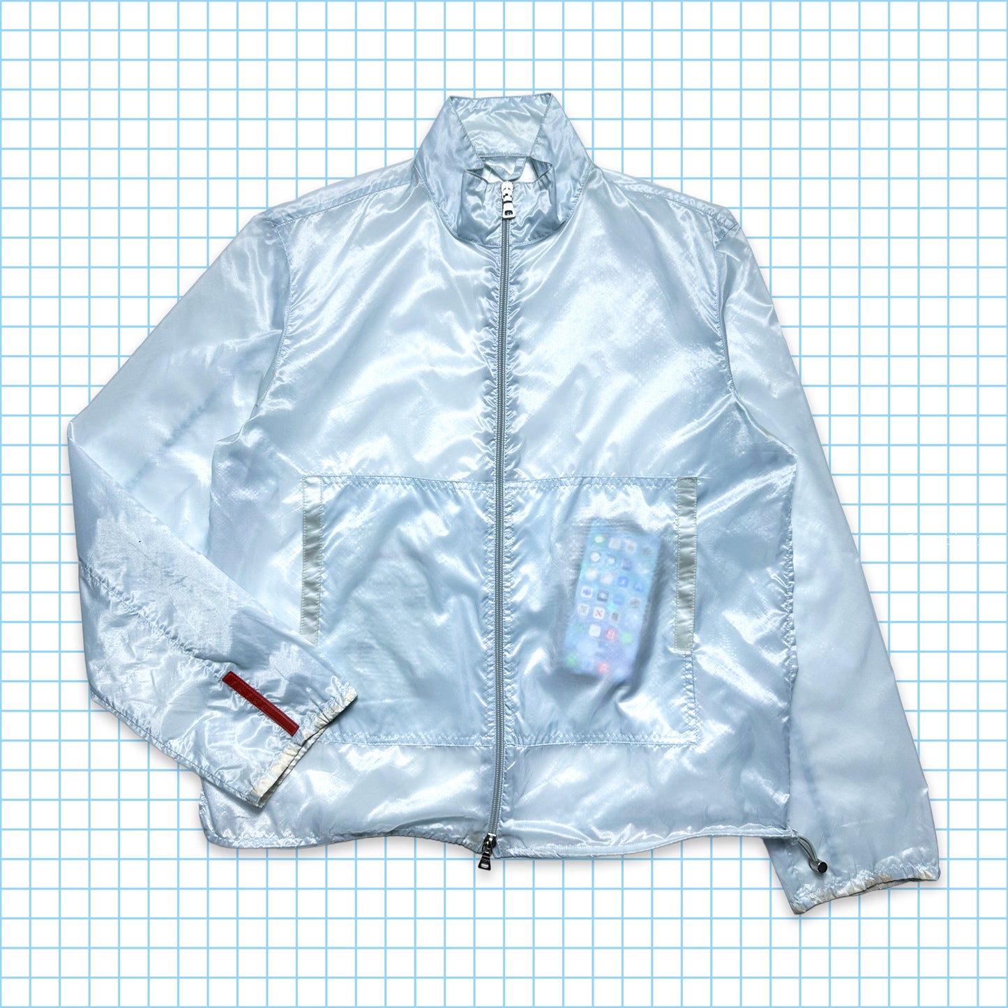 Prada Sport SS99' Baby Blue Semi-Transparent Track Jacket - Small / Medium