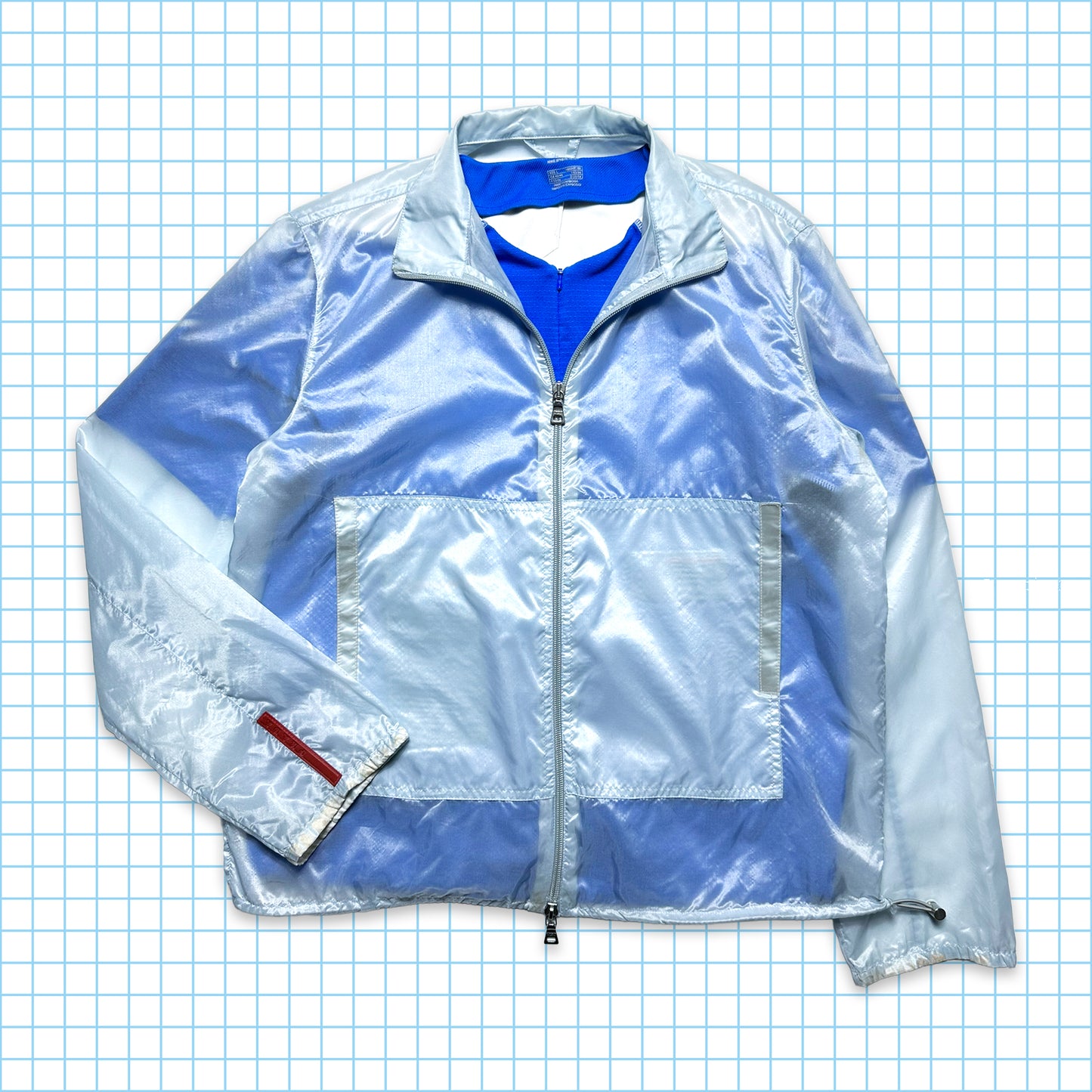 Prada Sport SS99' Baby Blue Semi-Transparent Track Jacket - Small / Medium