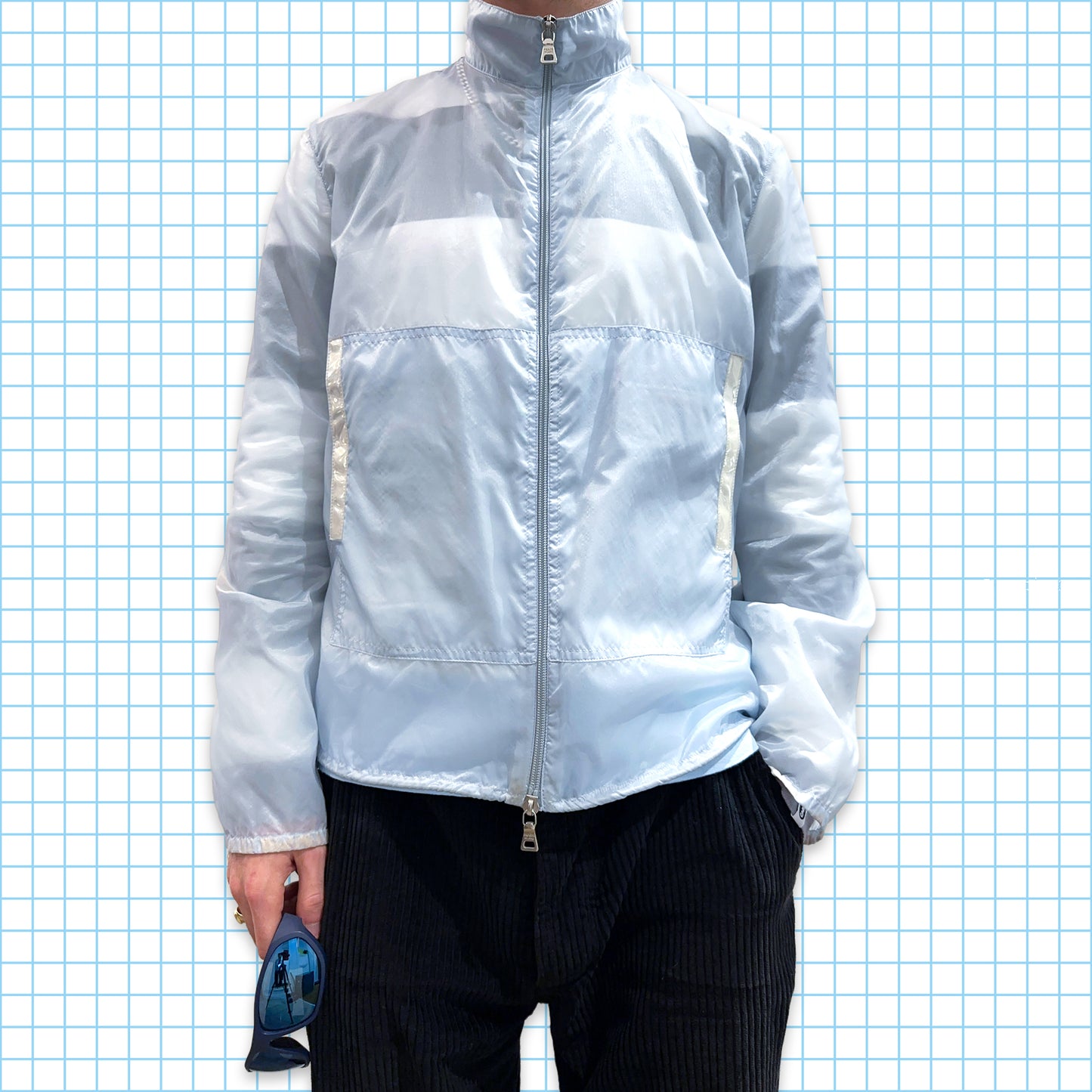 Prada Sport SS99' Baby Blue Semi-Transparent Track Jacket - Small / Medium