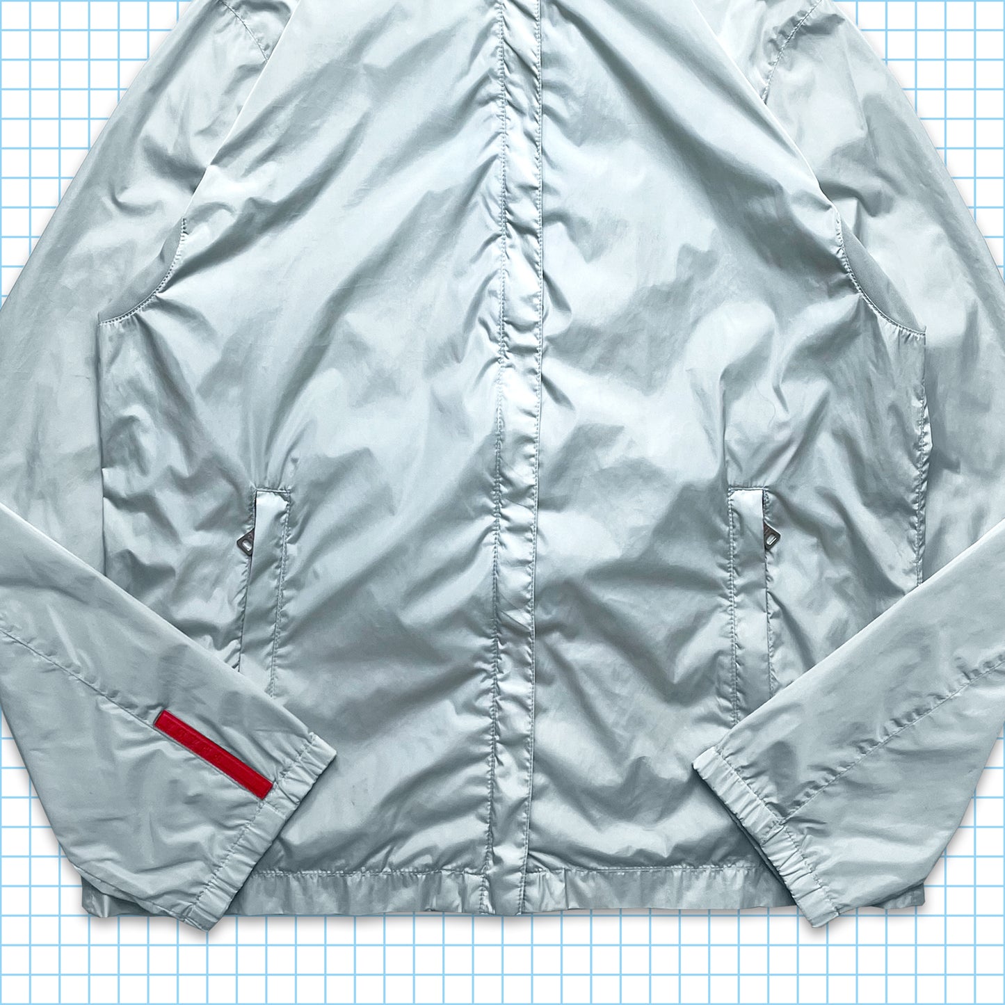 vintage Prada Sport Pearly Blue Light Weight Nylon Shimmer Jacket - Petit / Moyen