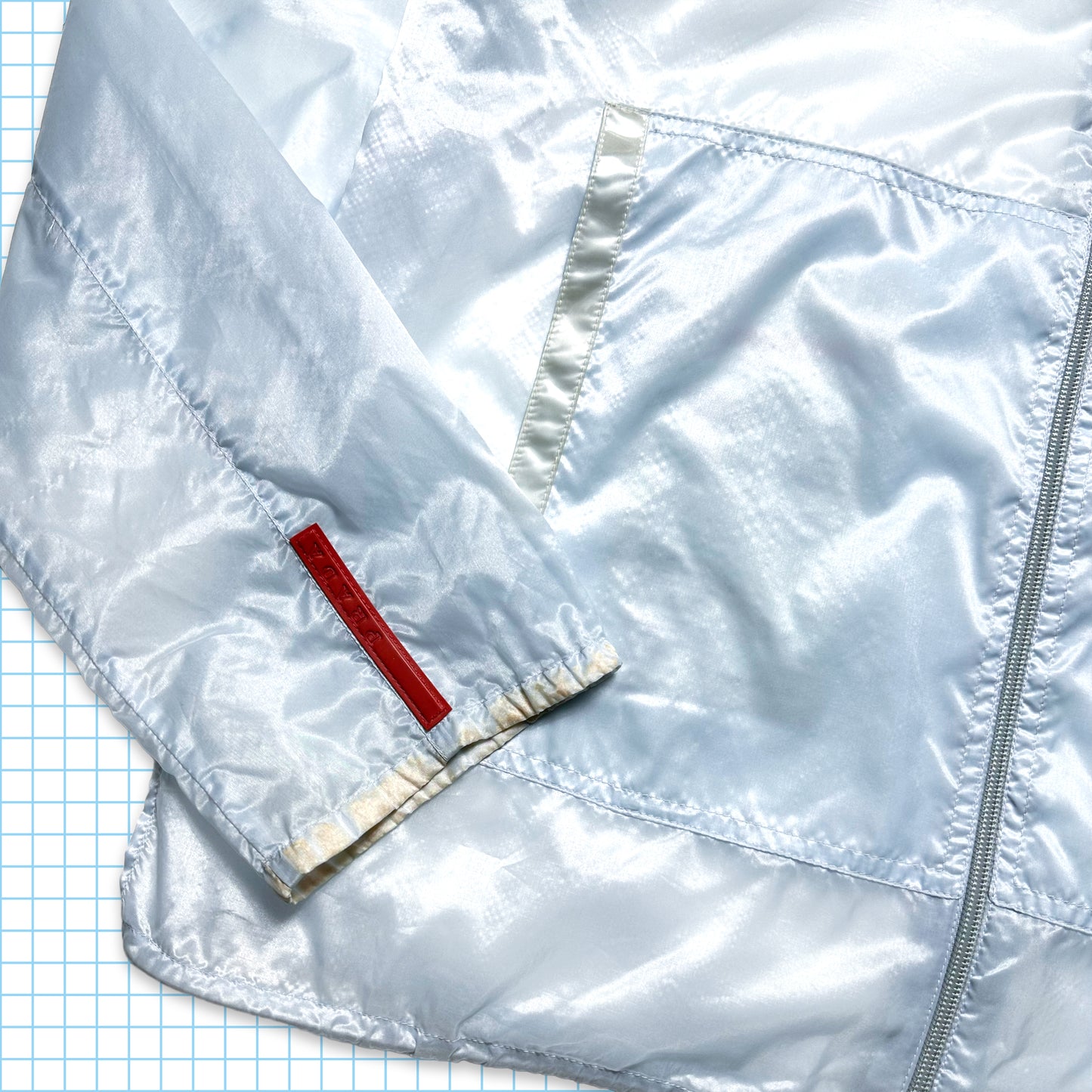 Prada Sport SS99' Baby Blue Semi-Transparent Track Jacket - Small / Medium