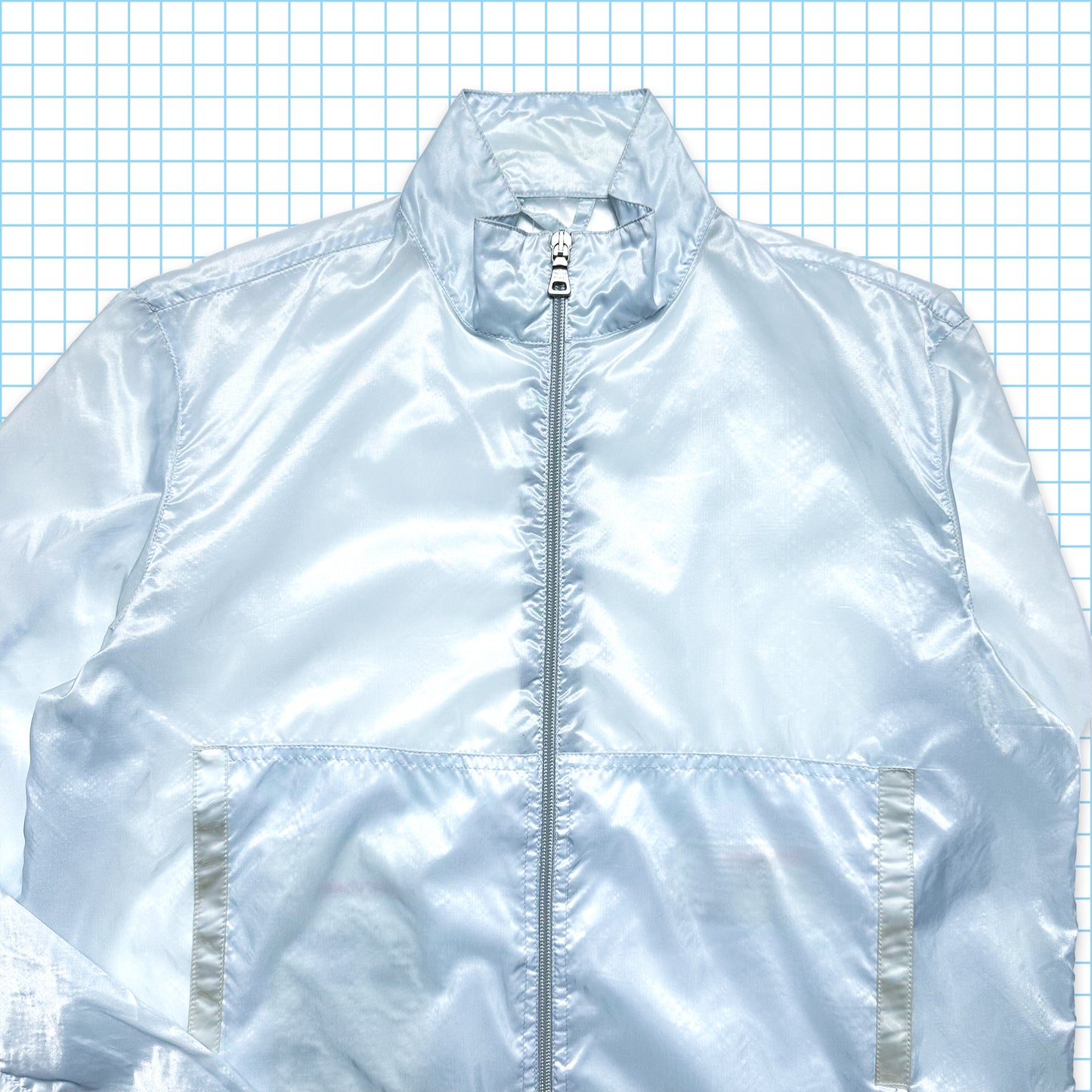 Prada Sport SS99' Baby Blue Semi-Transparent Track Jacket - Small / Medium