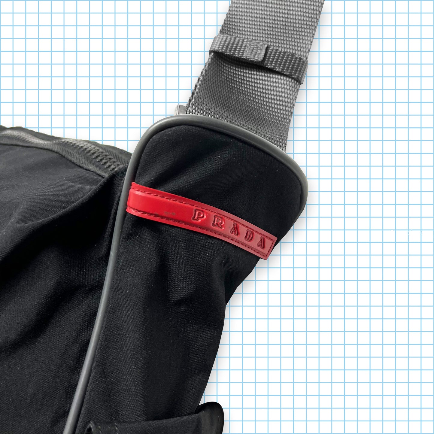 Vintage Prada Sport Black Stash Pocket Side Bag