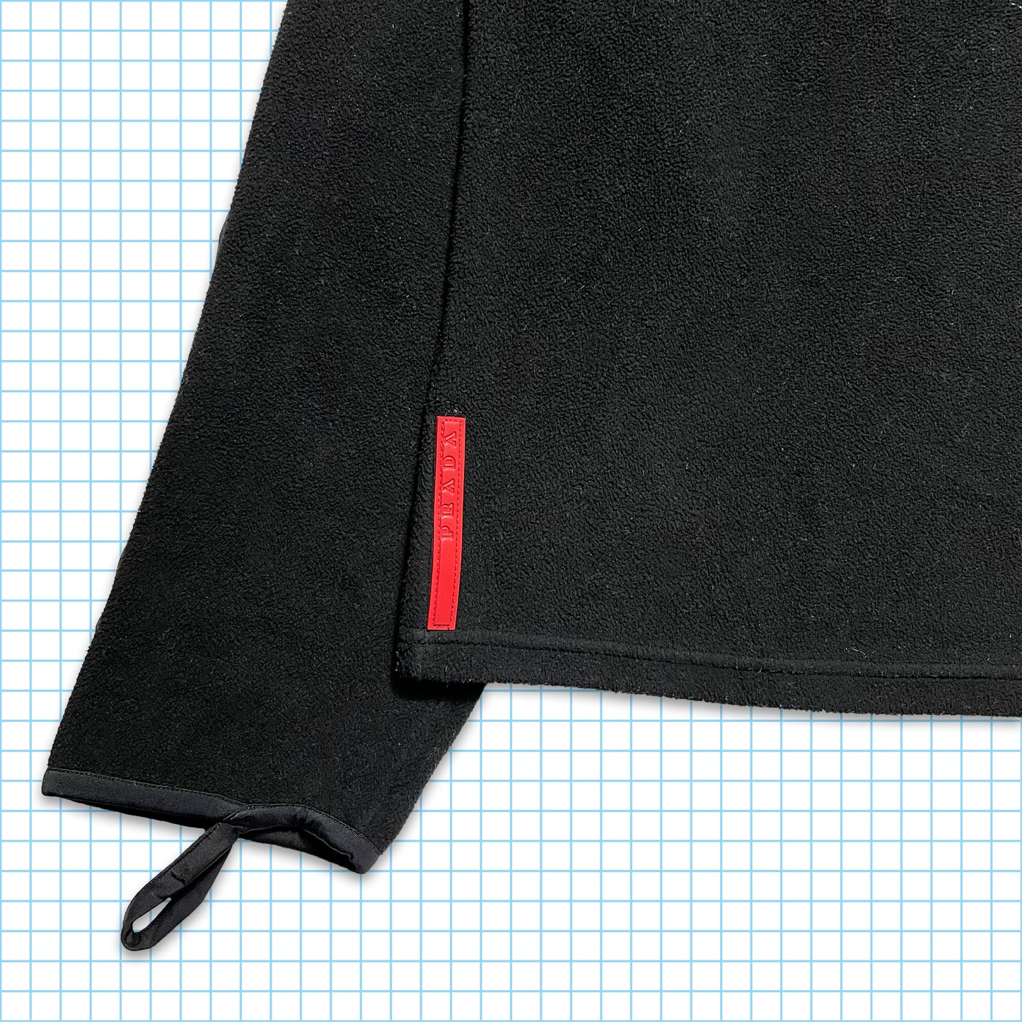 Vintage Prada Jet Black Balaclava Half Zip Nylon Panel Fleece - Extra Large / Extra Extra Large