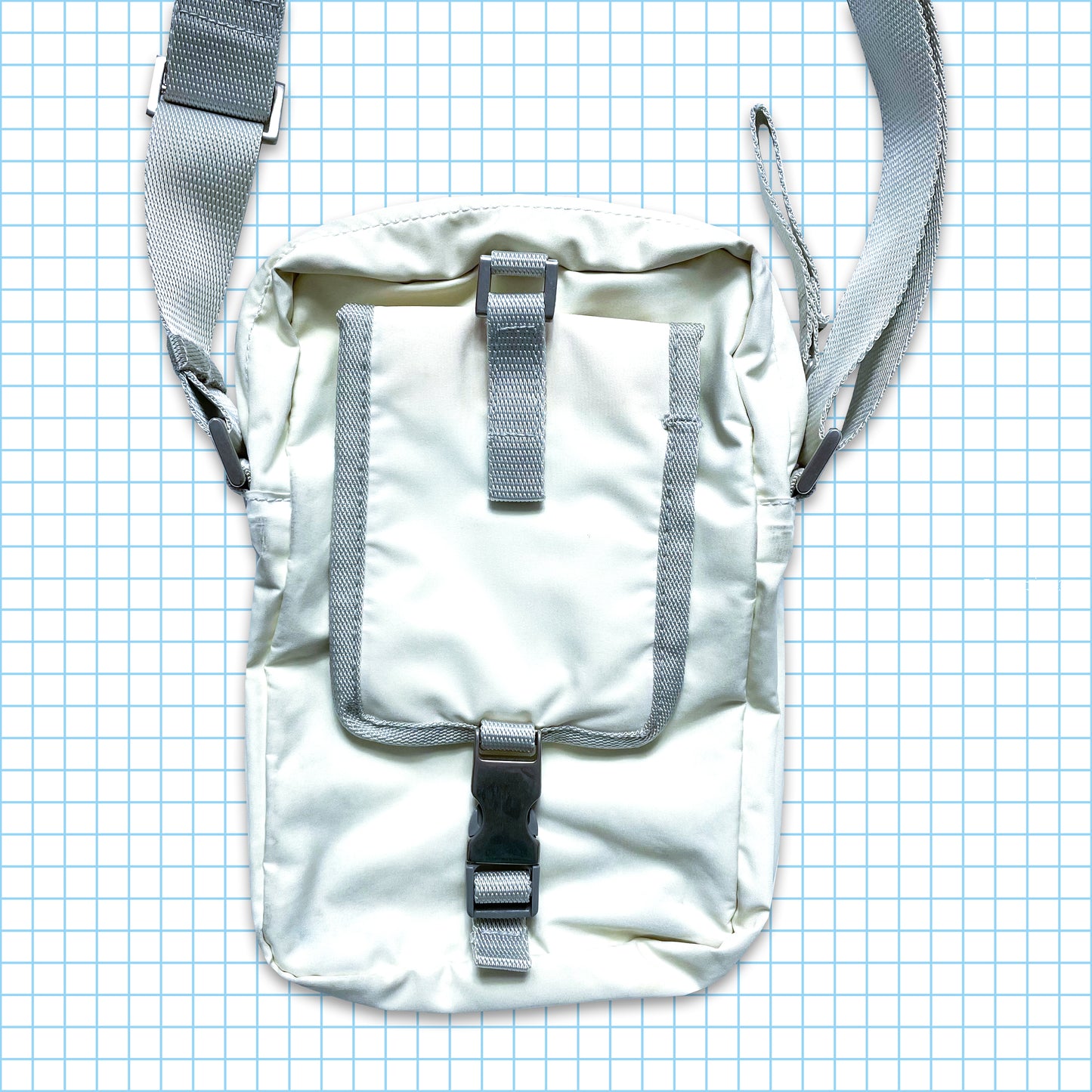 Vintage Prada Sport Off White/Baby Blue Mesh Cross Body & Mini Side Bag Set