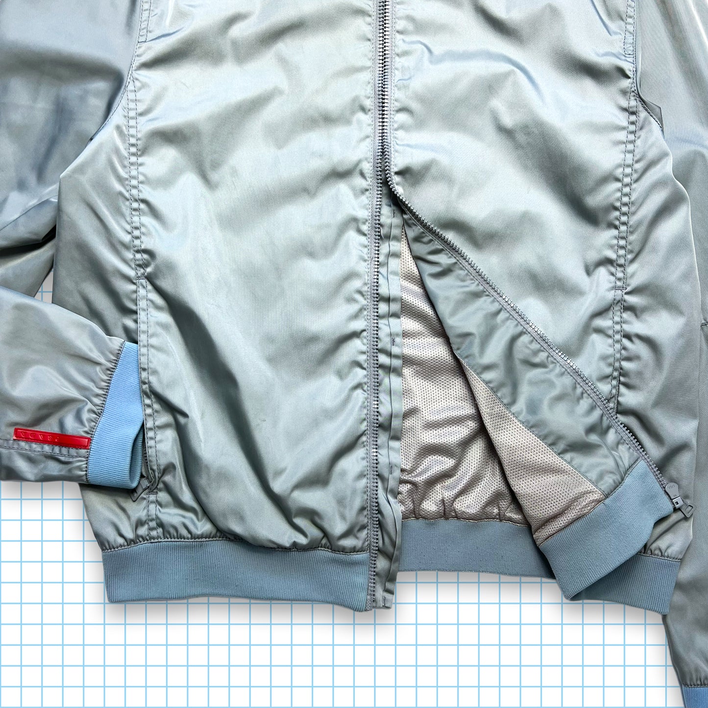 Prada Sport Baby Blue/Turquoise Bomber Jacket - Large