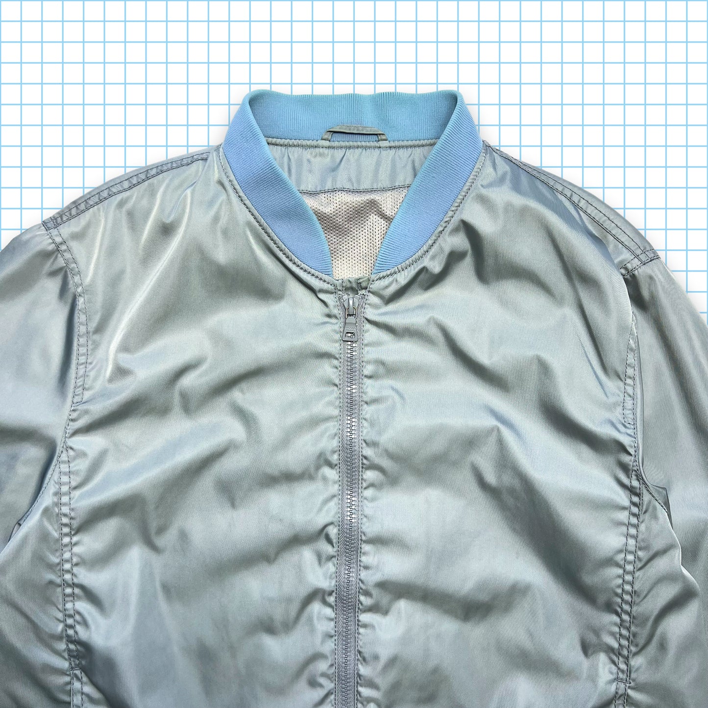 Prada Sport Baby Blue/Turquoise Bomber Jacket - Large