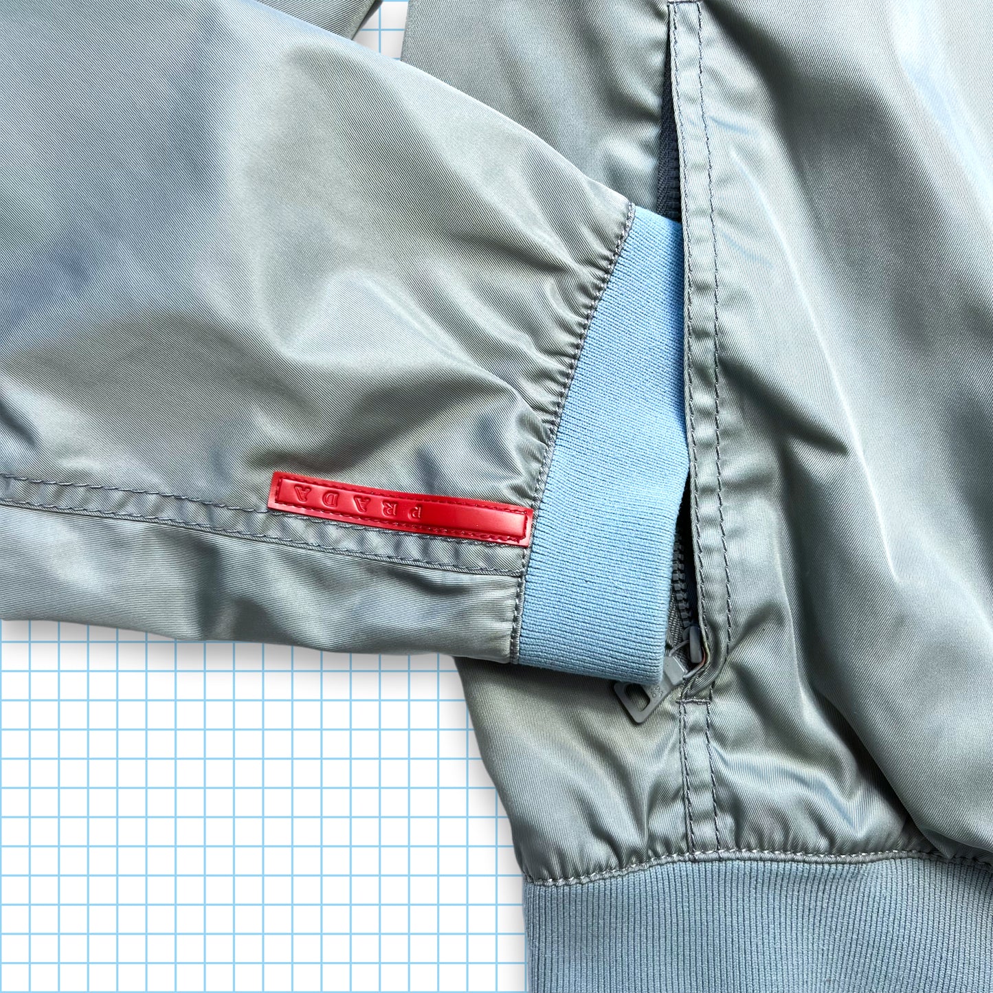Prada Sport Baby Blue/Turquoise Bomber Jacket - Large