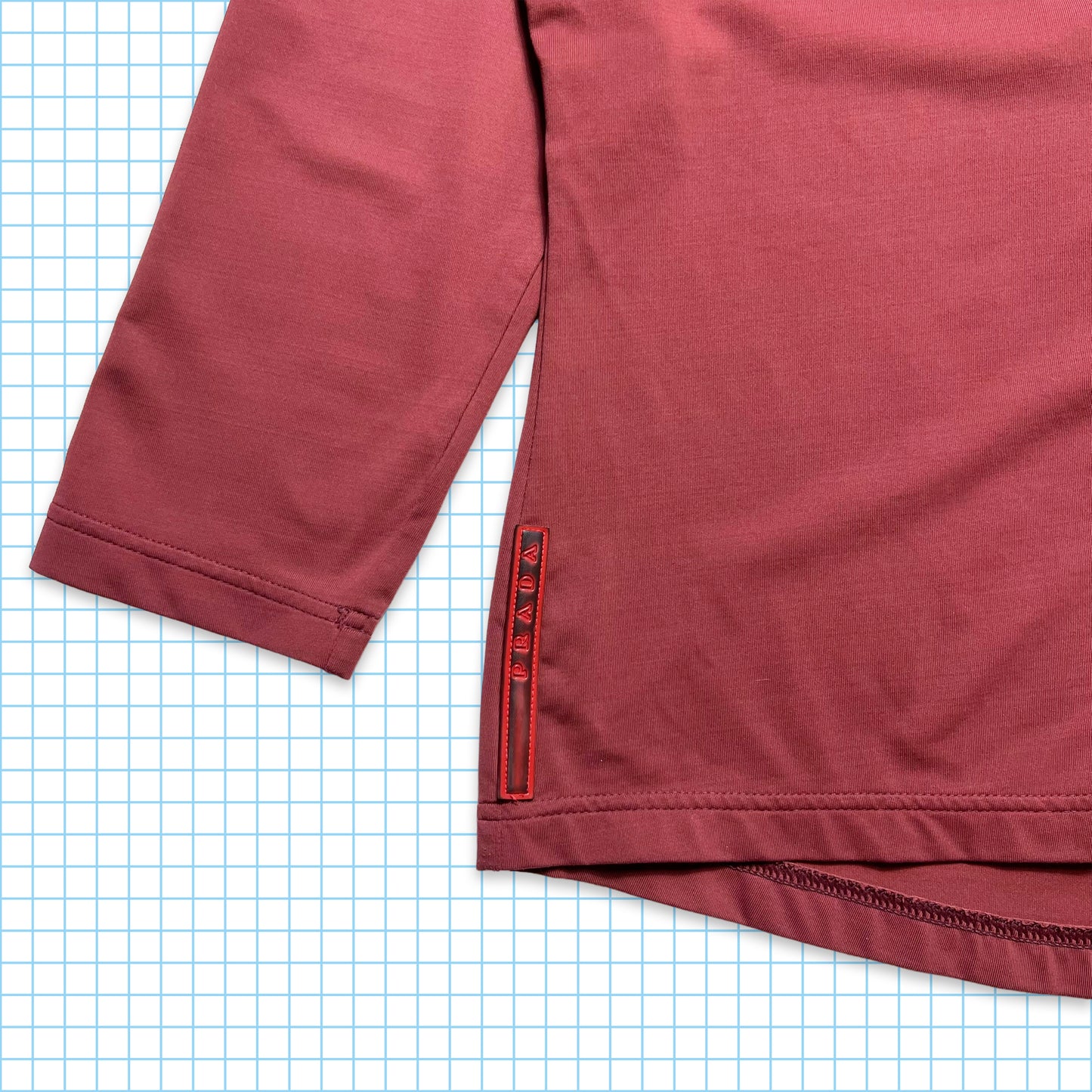 Prada Sport Burgundy Collared V Neck Top - Womens 6-8