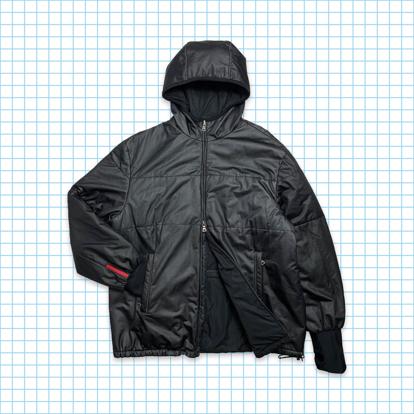 Vintage Prada Sport Reversible 3M Padded Balaclava Jacket - Large / Extra Large