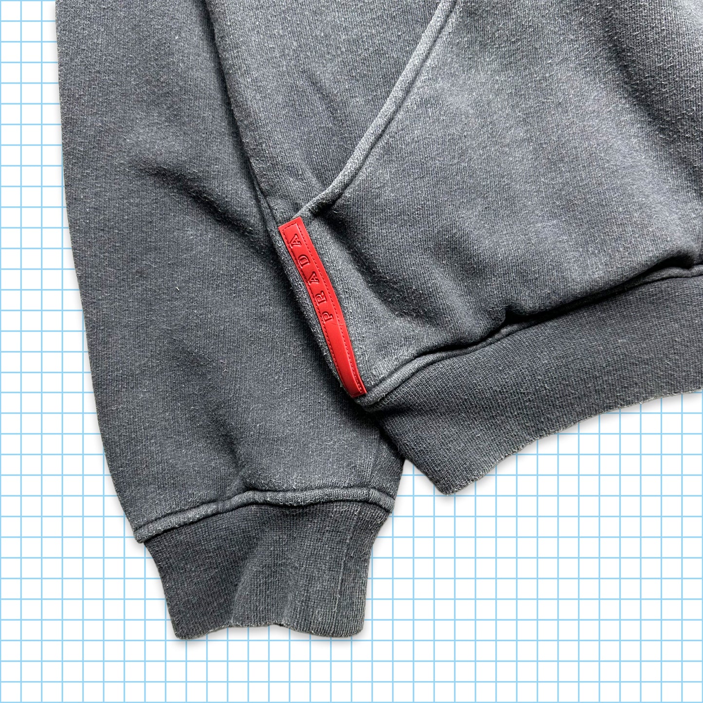 Sweat à capuche zippé Prada Sport gris foncé - Moyen / Grand