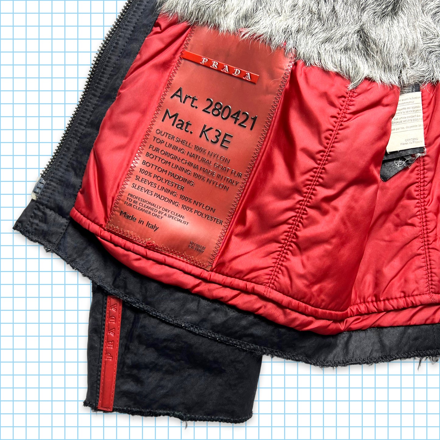 Prada Sport Early 00's Goat Fur Lined Harrington Jacket - Small / Medium