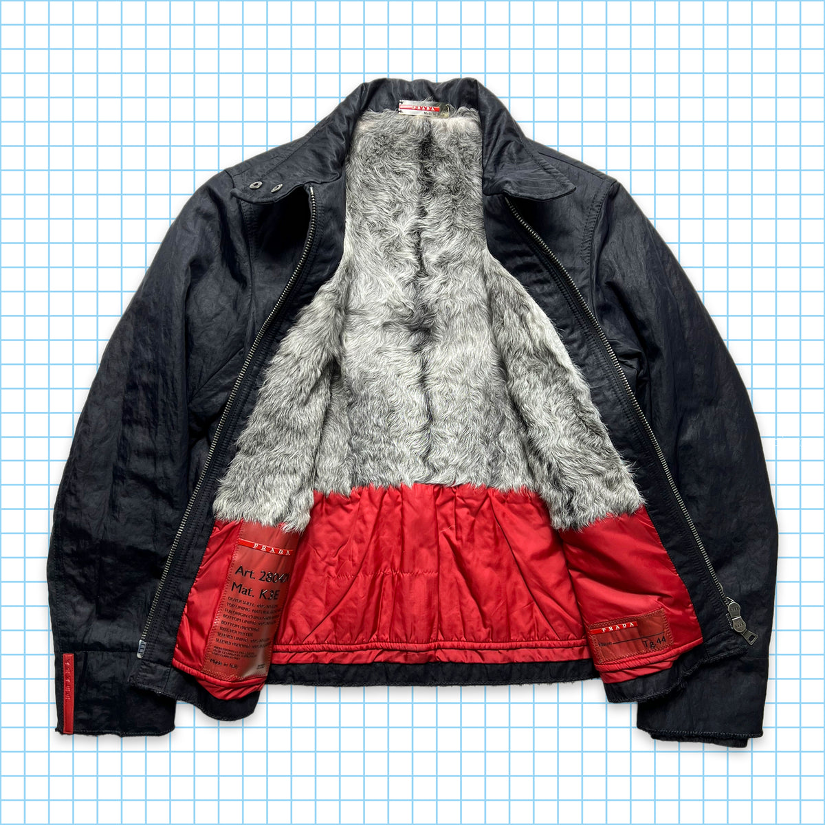 Prada Sport Early 00's Goat Fur Lined Harrington Jacket - Small