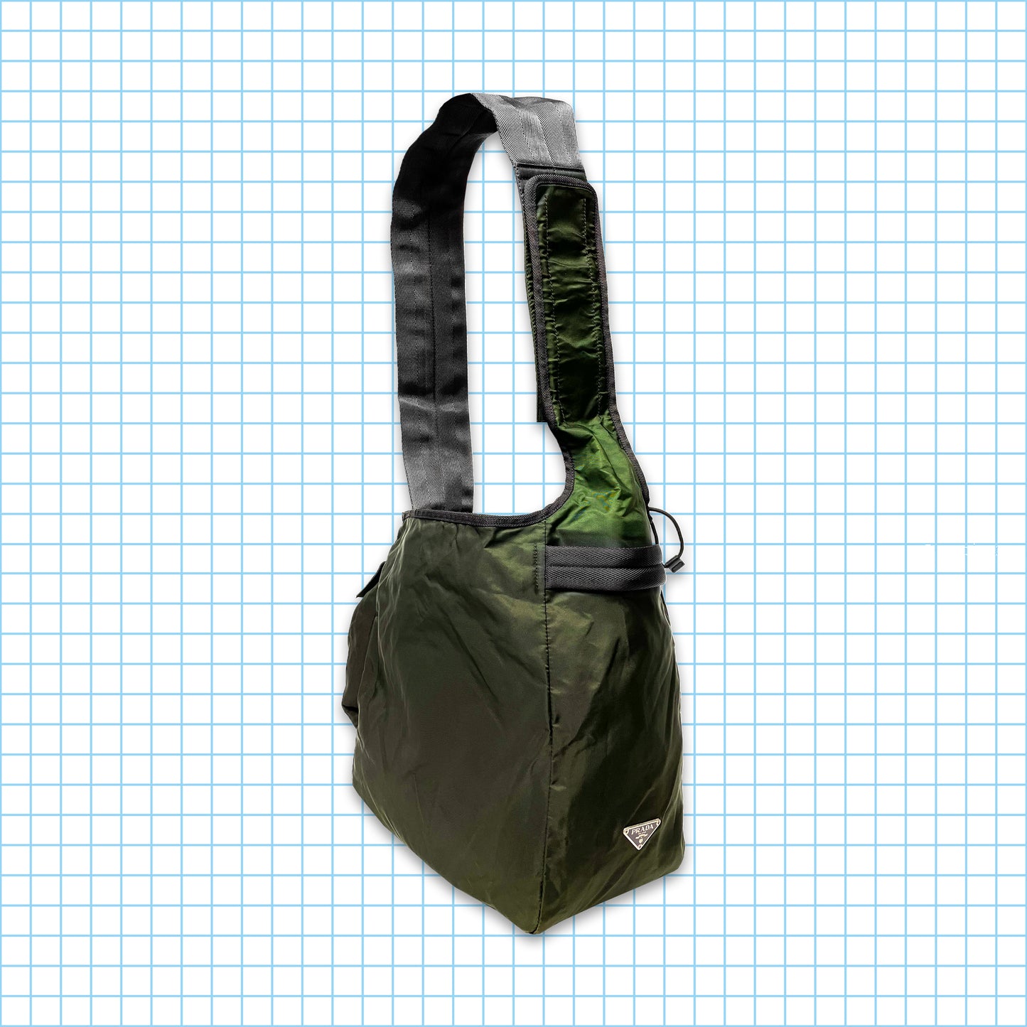 Vintage Prada Milano Deep Green Nylon Cross Body Bag