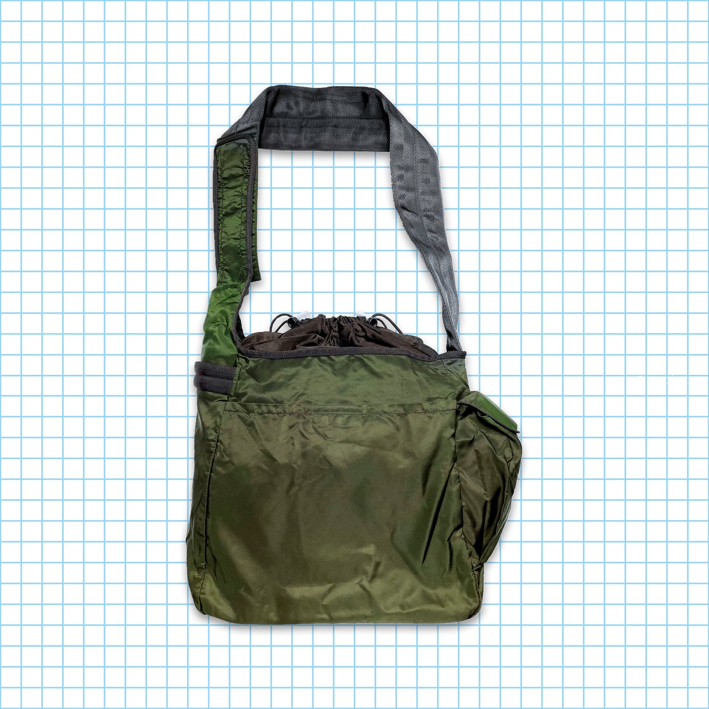 Vintage Prada Milano Deep Green Nylon Cross Body Bag
