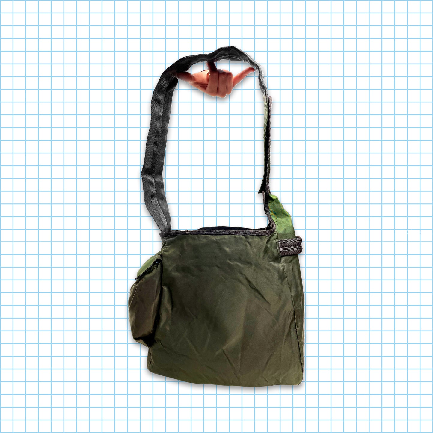 Vintage Prada Milano Deep Green Nylon Cross Body Bag