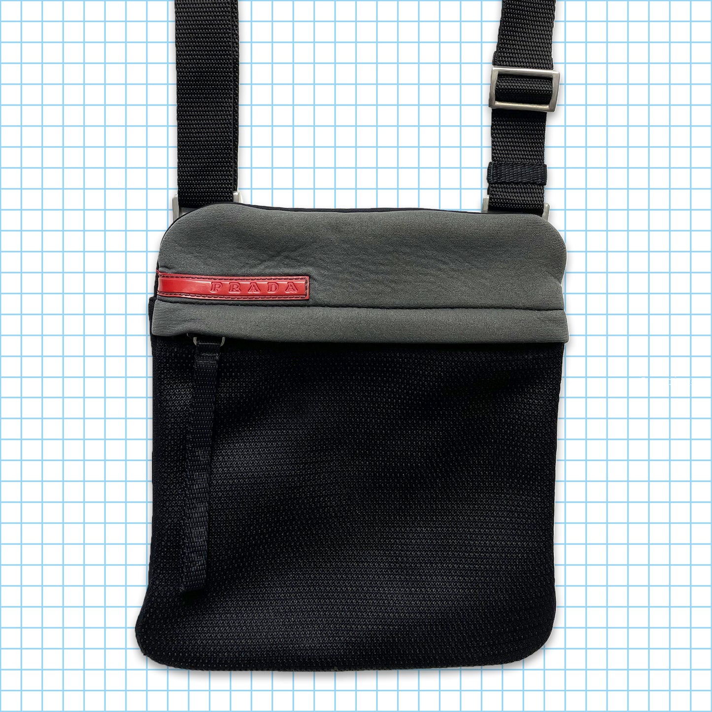 Vintage Prada Sport Black/Grey Mesh Mini Side Bag