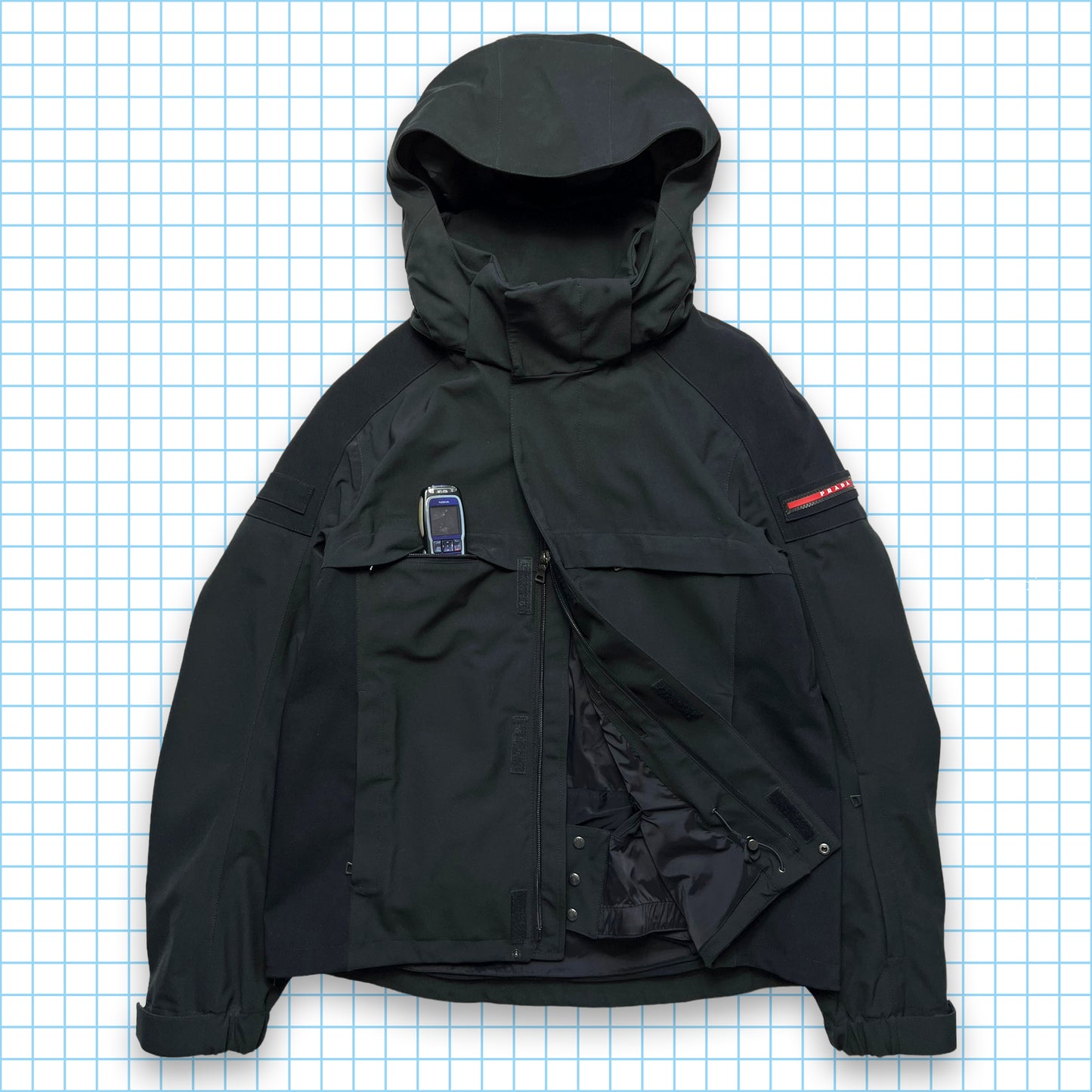 Prada Gore-Tex Stealth Black Technical Ski Jacket AW12' - Large / Extra Large