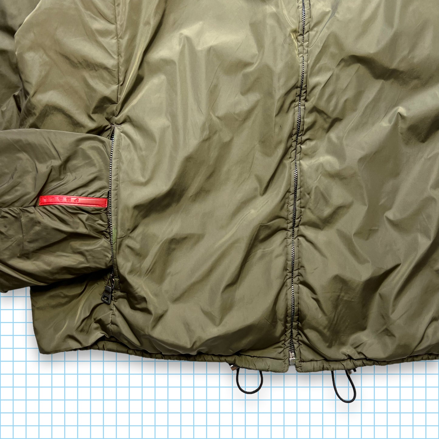 Prada Sport Padded Nylon Black/Khaki Reversible Jacket - Medium / Large