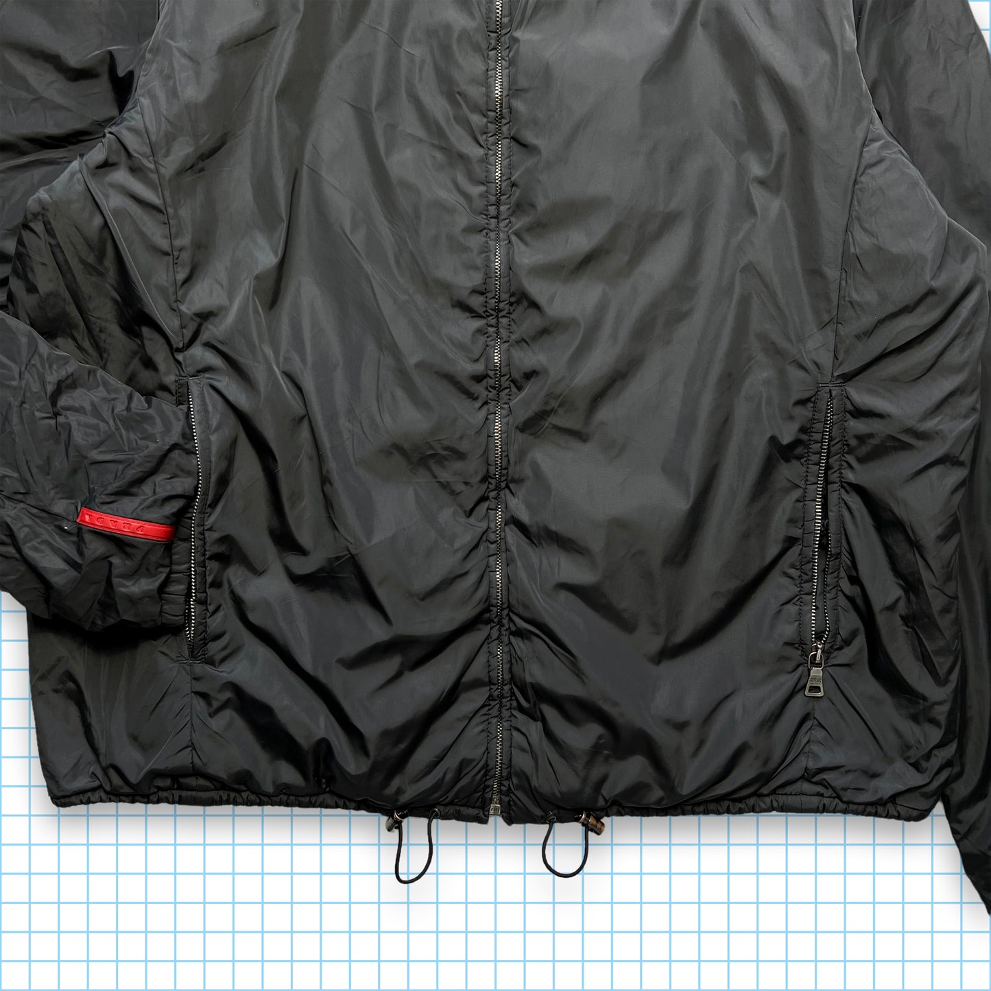 Prada Sport Padded Nylon Black/Khaki Reversible Jacket - Medium / Large