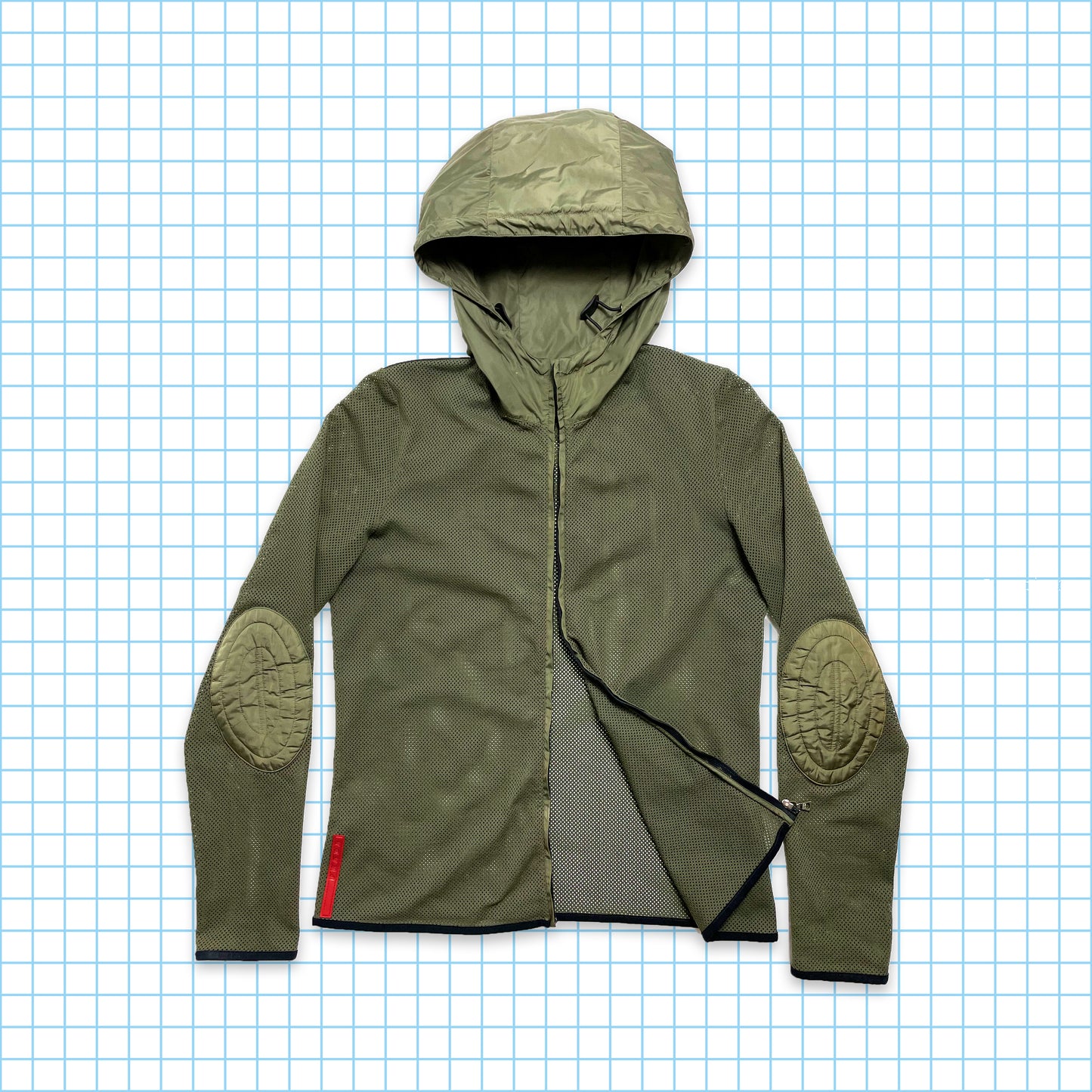 Vintage Prada Sport Mesh / Nylon Hooded Jacket - Extra Small / Small
